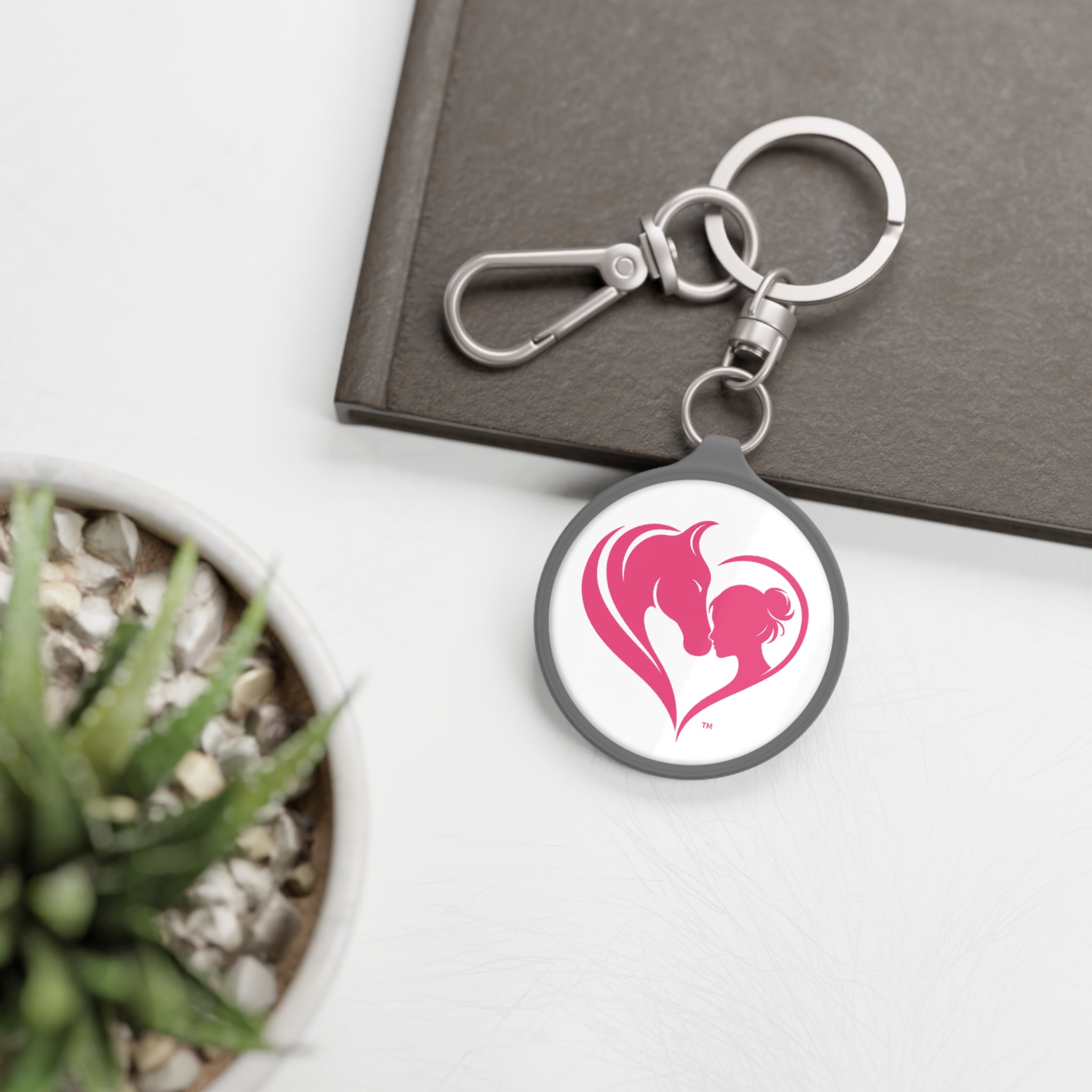 Pink Horse Heart silhouette Keyring Tag | Equestrian Keychain HorseGirlsBrand