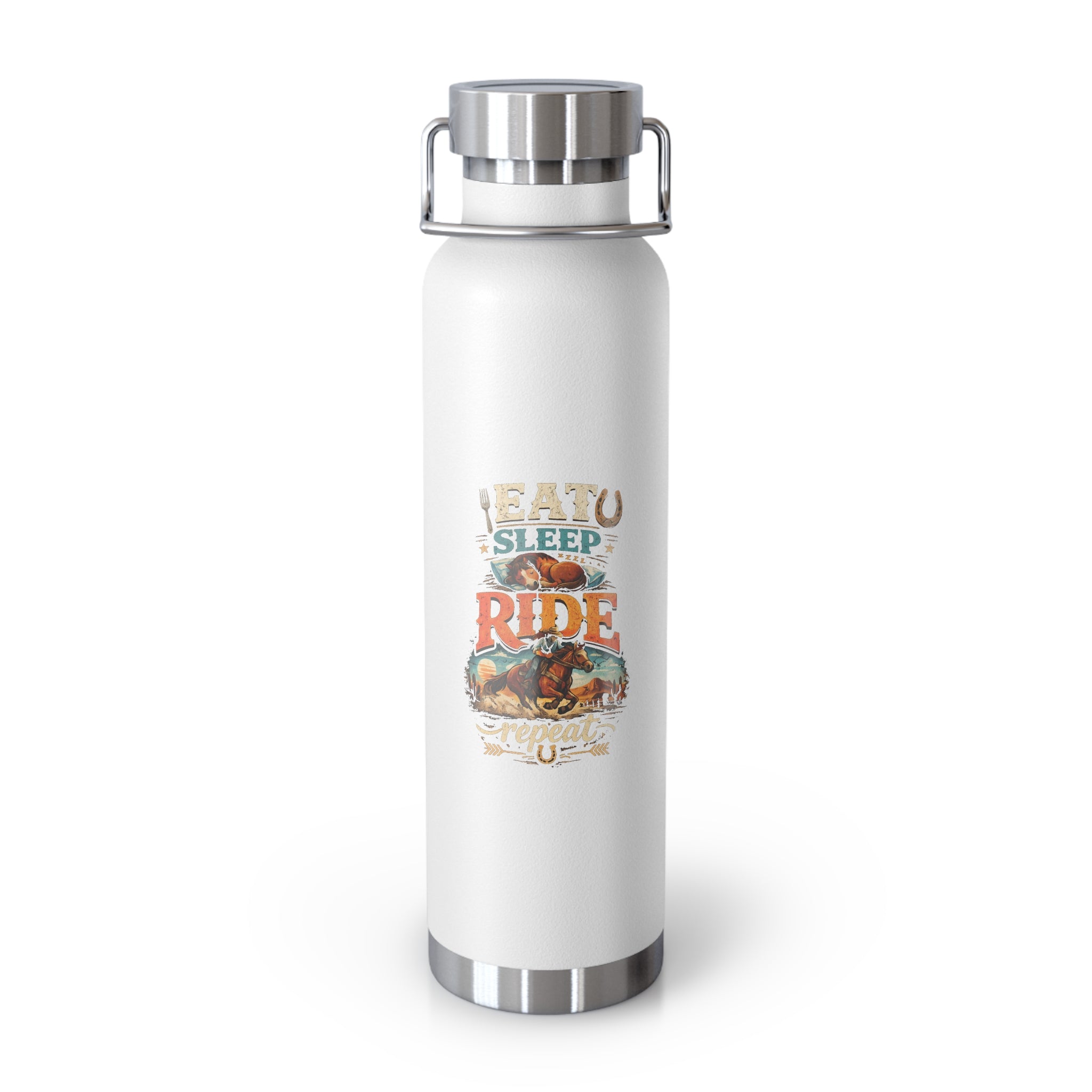 Eat Sleep Ride Repeat Copper Vacuum Insulated Bottle, 22oz | HorseGirlsBrand