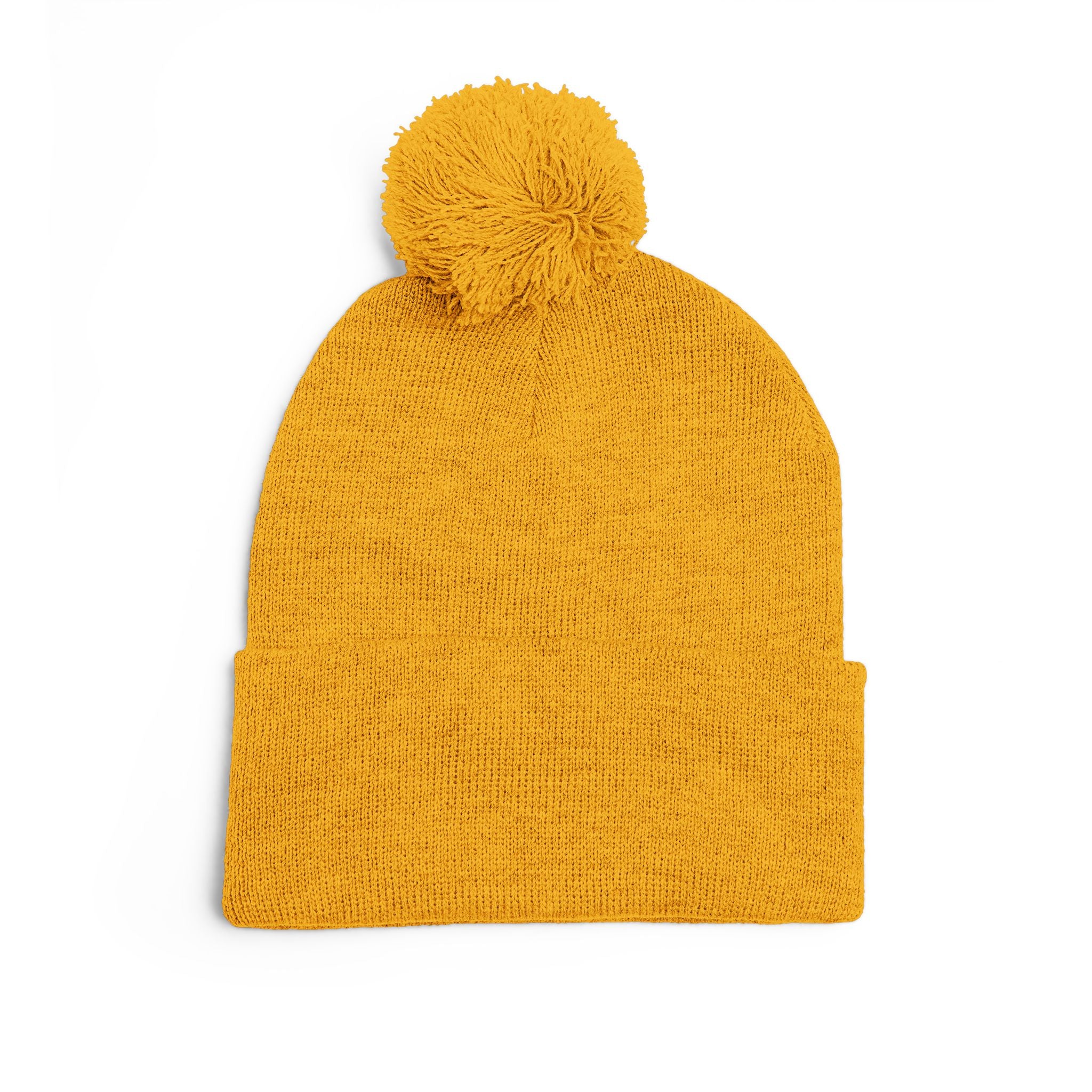 Pink Heart Embroidery Pom-Pom Knit Cap | Grey Beanie