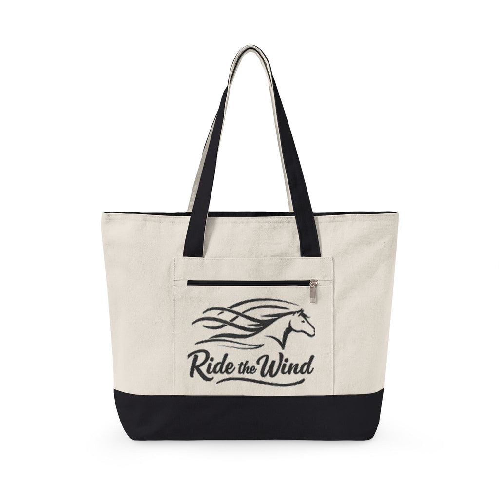 Ride the Wind Horse Zippered Canvas Tote | embroidered look, beach bag HorseGirlsBrand