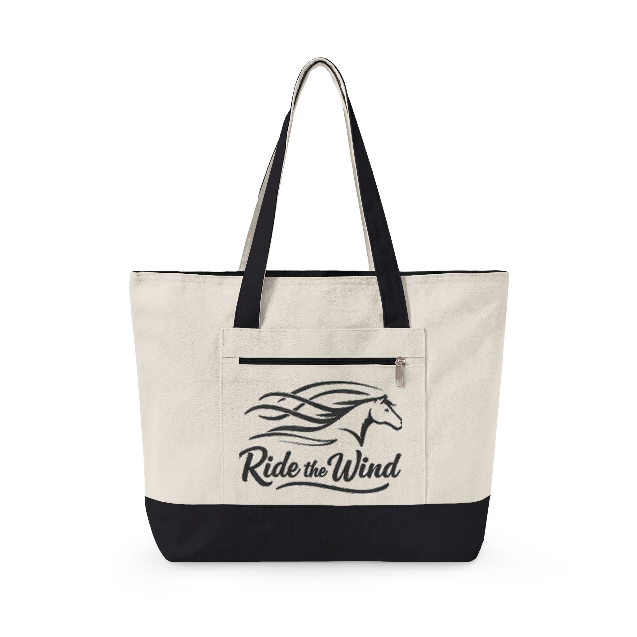 Ride the Wind Horse Zippered Canvas Tote | embroidered look, beach bag HorseGirlsBrand