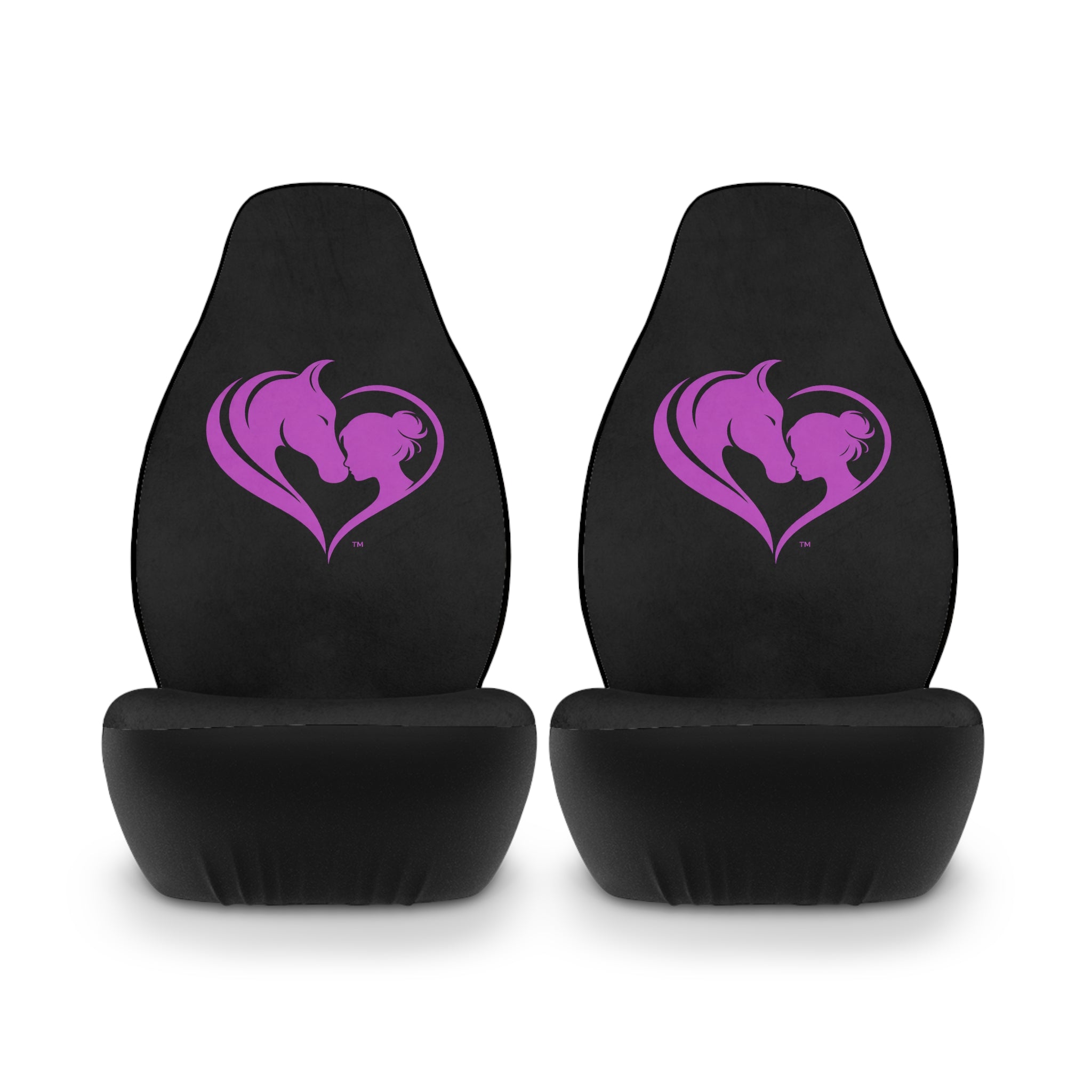 Horse and Girl Heart Polyester Car Seat Covers | Pink Horse Silhouette HorseGirlsBrand