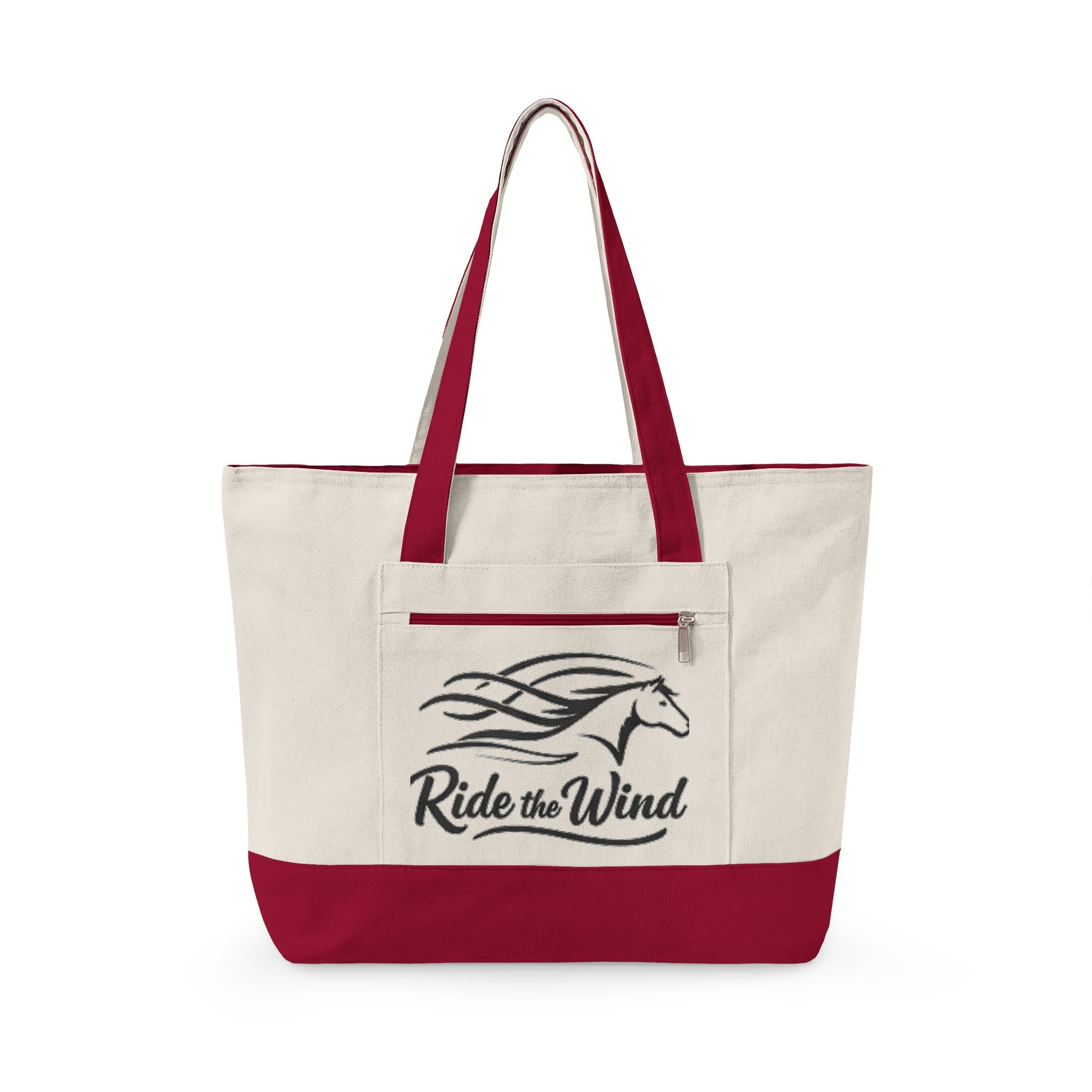 Ride the Wind Horse Zippered Canvas Tote | embroidered look, beach bag HorseGirlsBrand