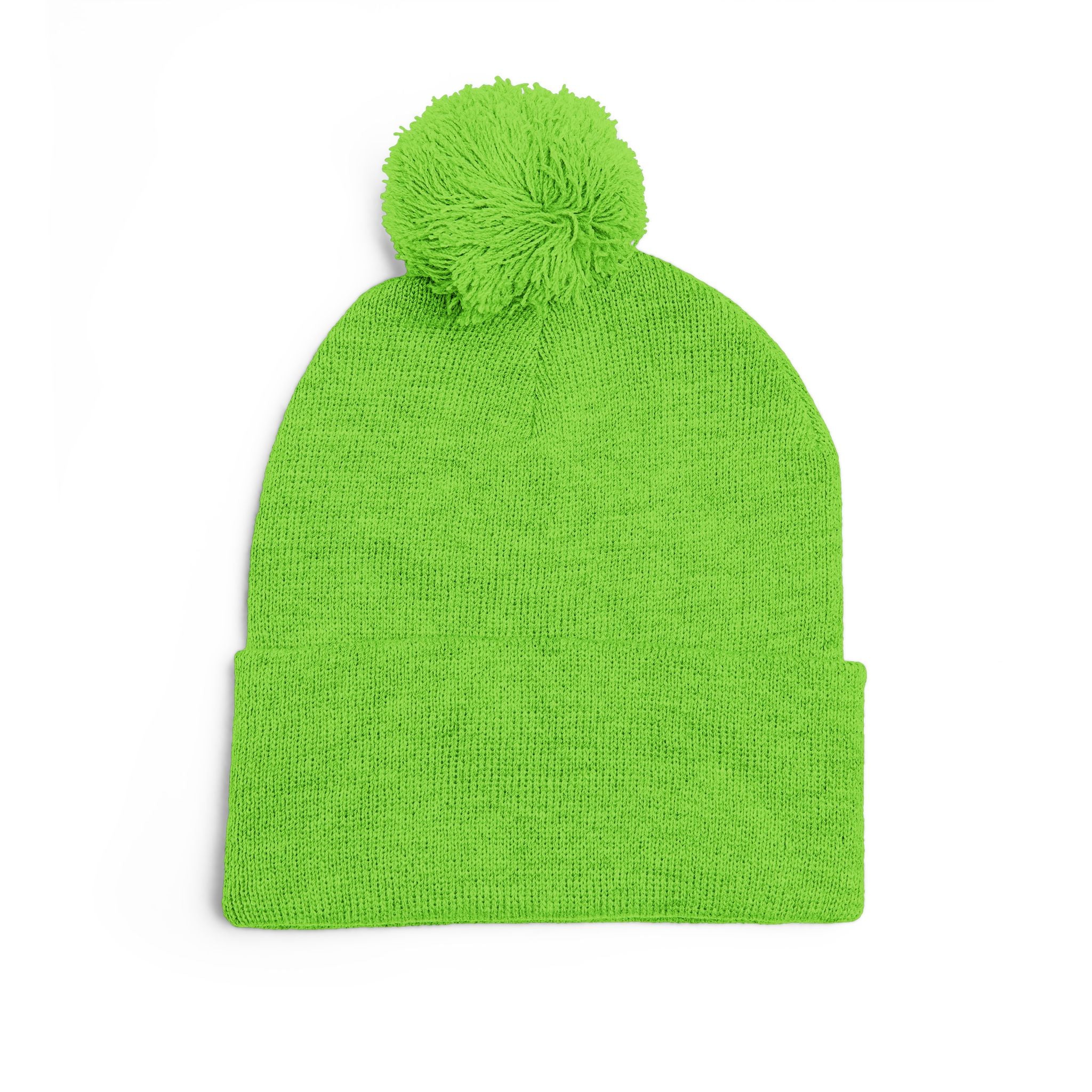 Pink Heart Embroidery Pom-Pom Knit Cap | Grey Beanie