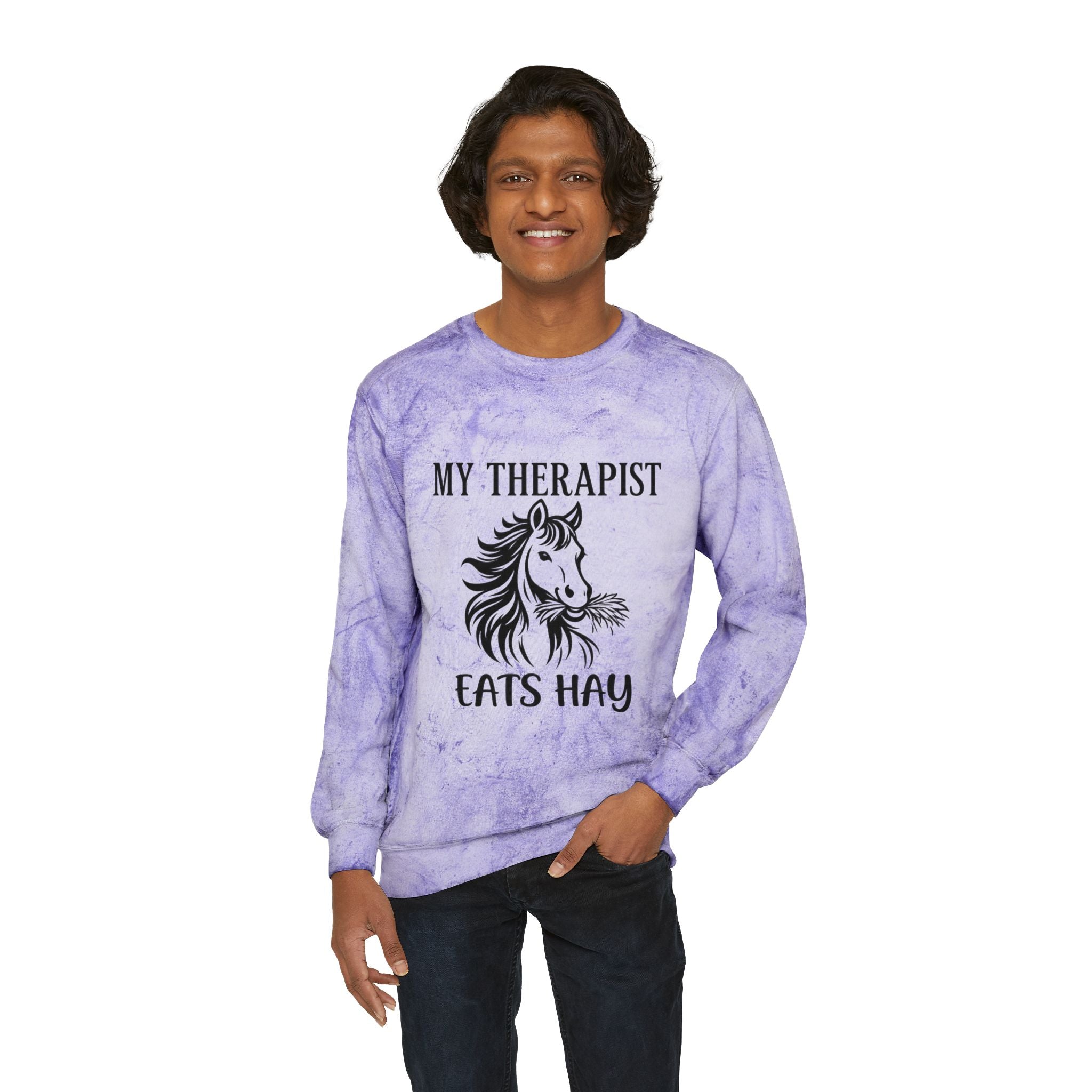 My Therapist Eats Hay horse graphic Sweatshirt | tie dye crewneck