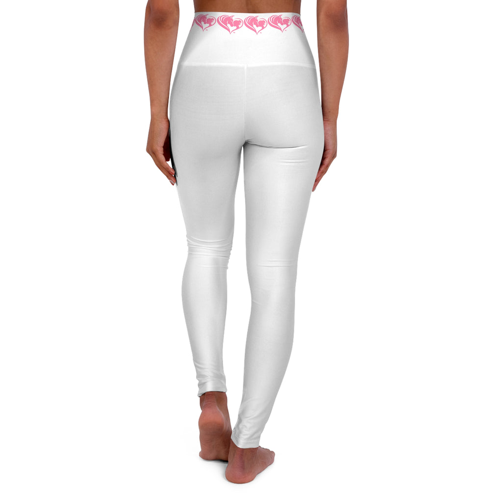 Pink Heart Watercolor Stripe High Waisted Yoga Leggings HorseGirlsBrand