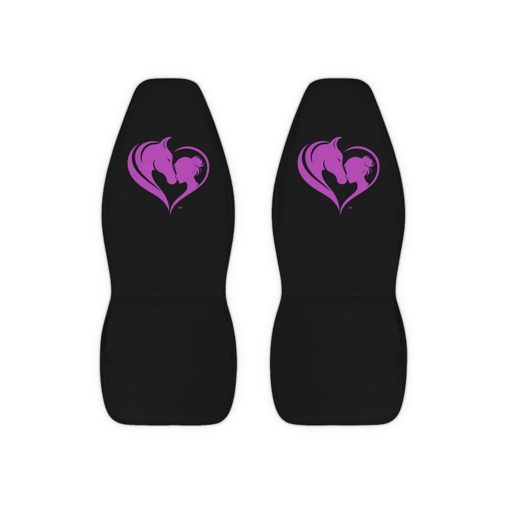 Horse and Girl Heart Polyester Car Seat Covers | Pink Horse Silhouette HorseGirlsBrand
