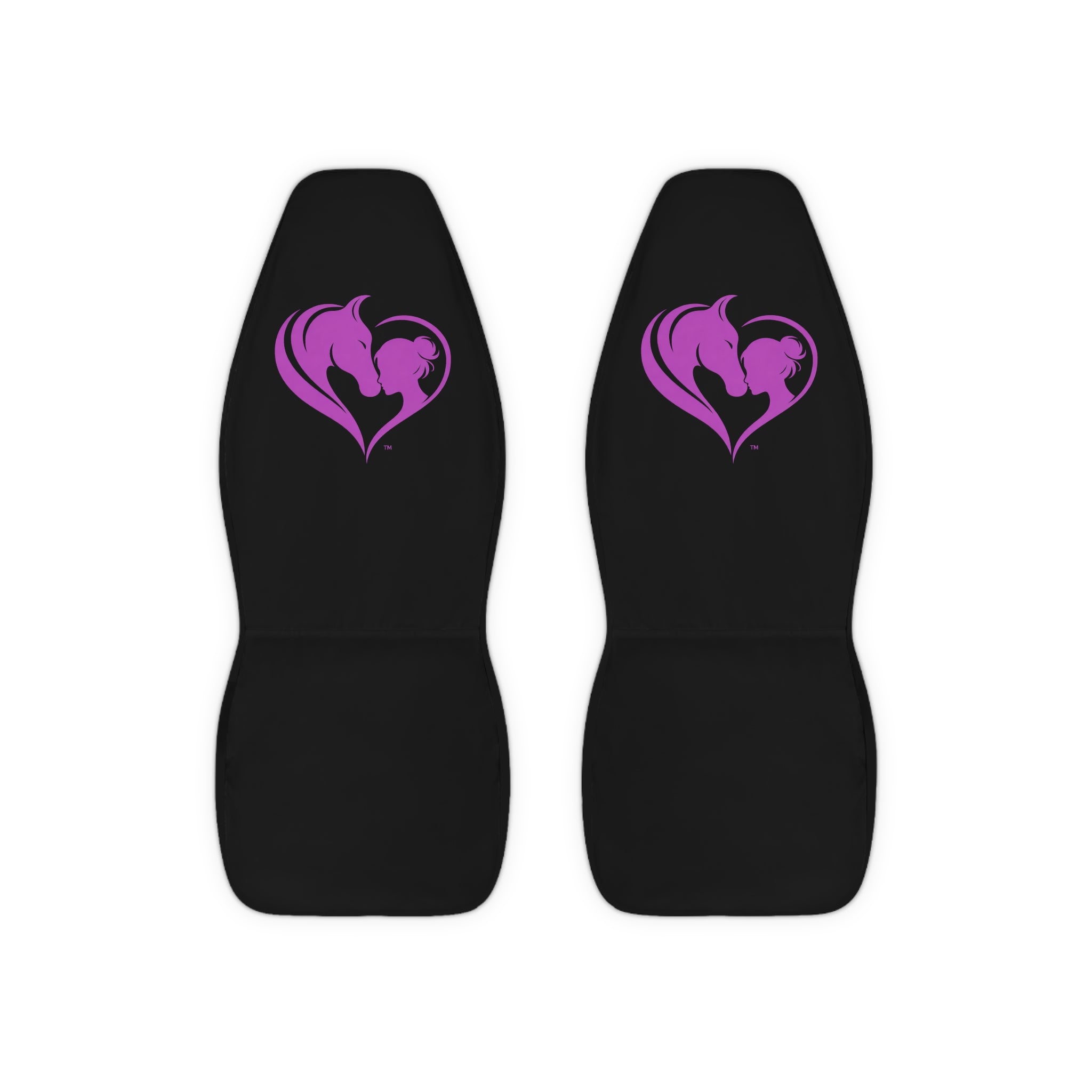 Horse and Girl Heart Polyester Car Seat Covers | Pink Horse Silhouette HorseGirlsBrand