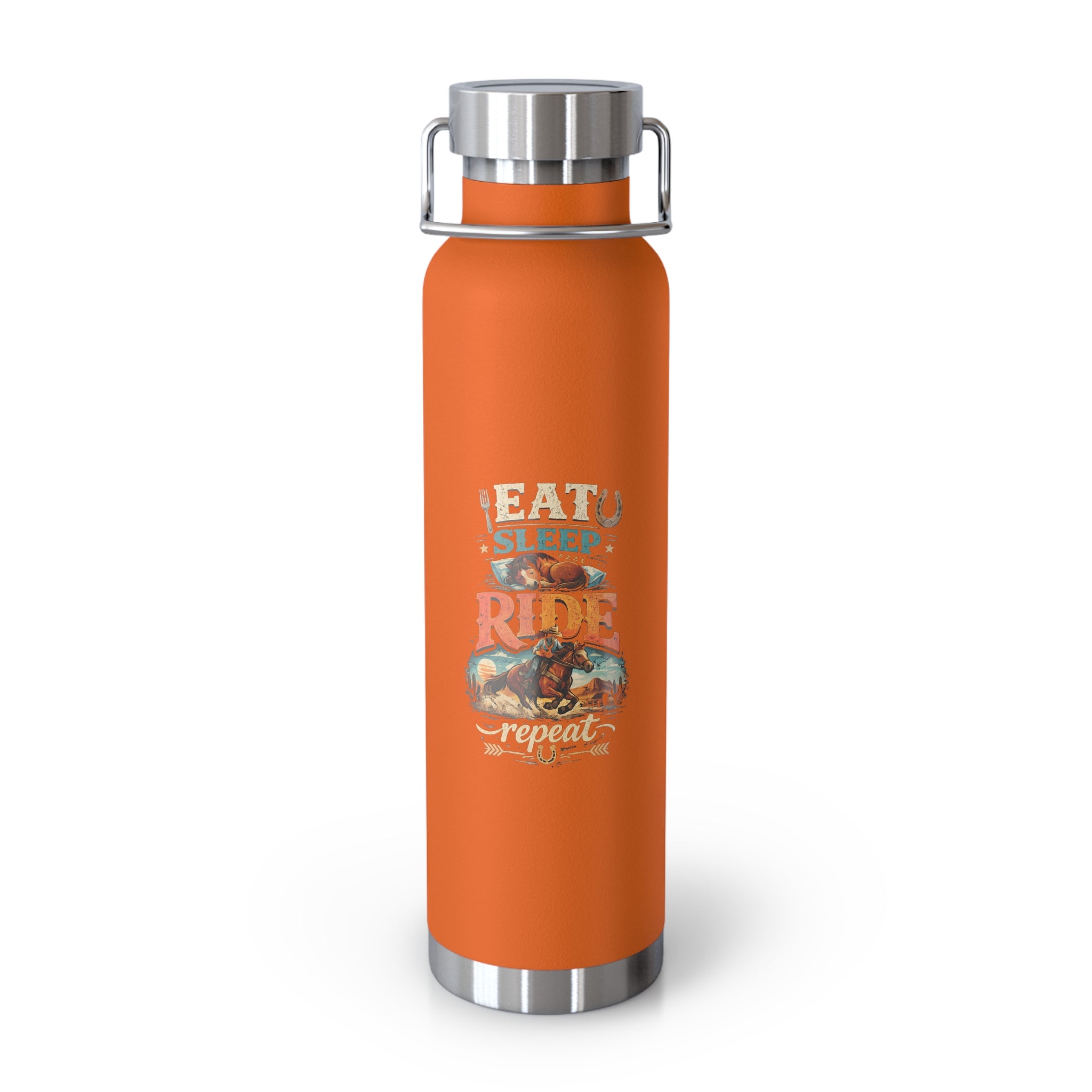 Eat Sleep Ride Repeat Copper Vacuum Insulated Bottle, 22oz | HorseGirlsBrand