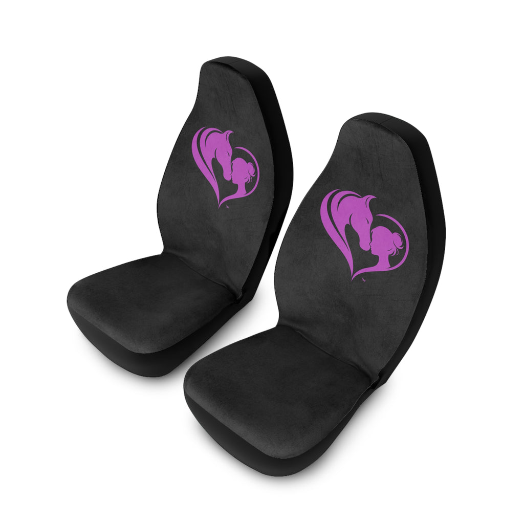 Horse and Girl Heart Polyester Car Seat Covers | Pink Horse Silhouette HorseGirlsBrand