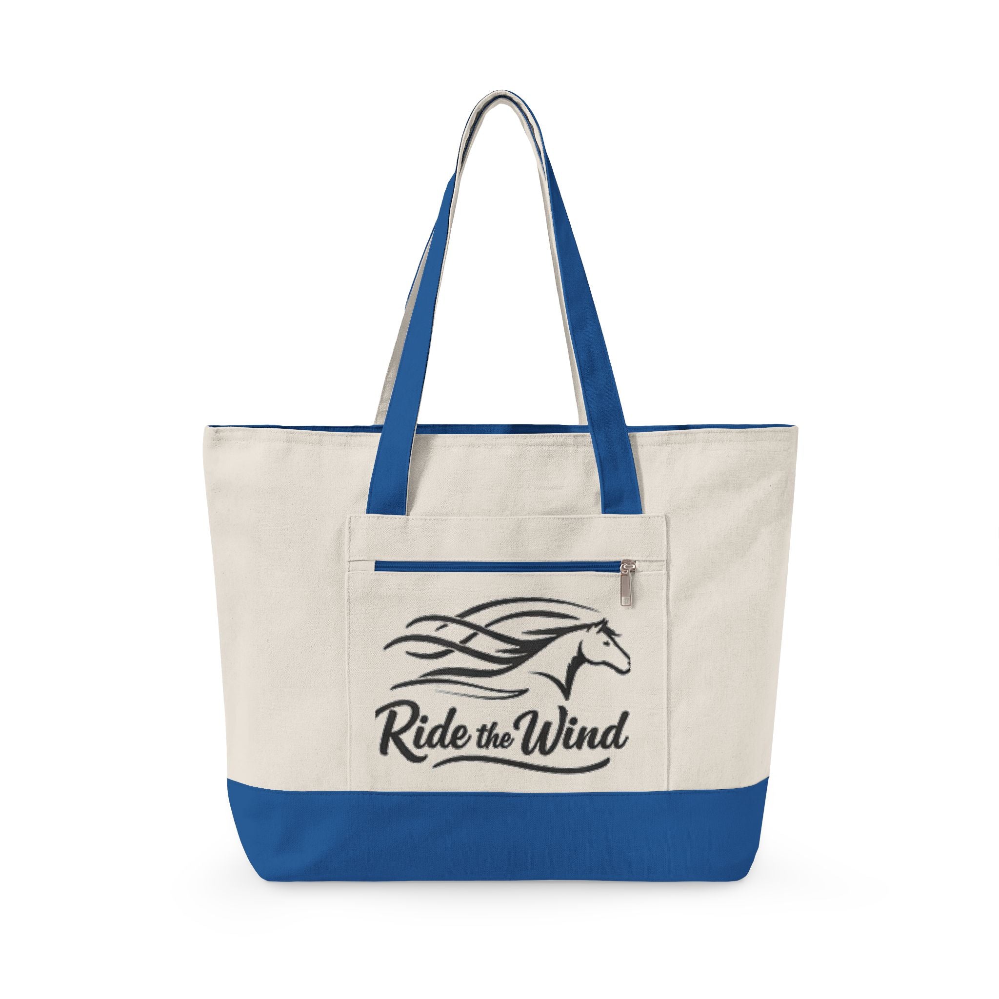 Ride the Wind Horse Zippered Canvas Tote | embroidered look, beach bag HorseGirlsBrand