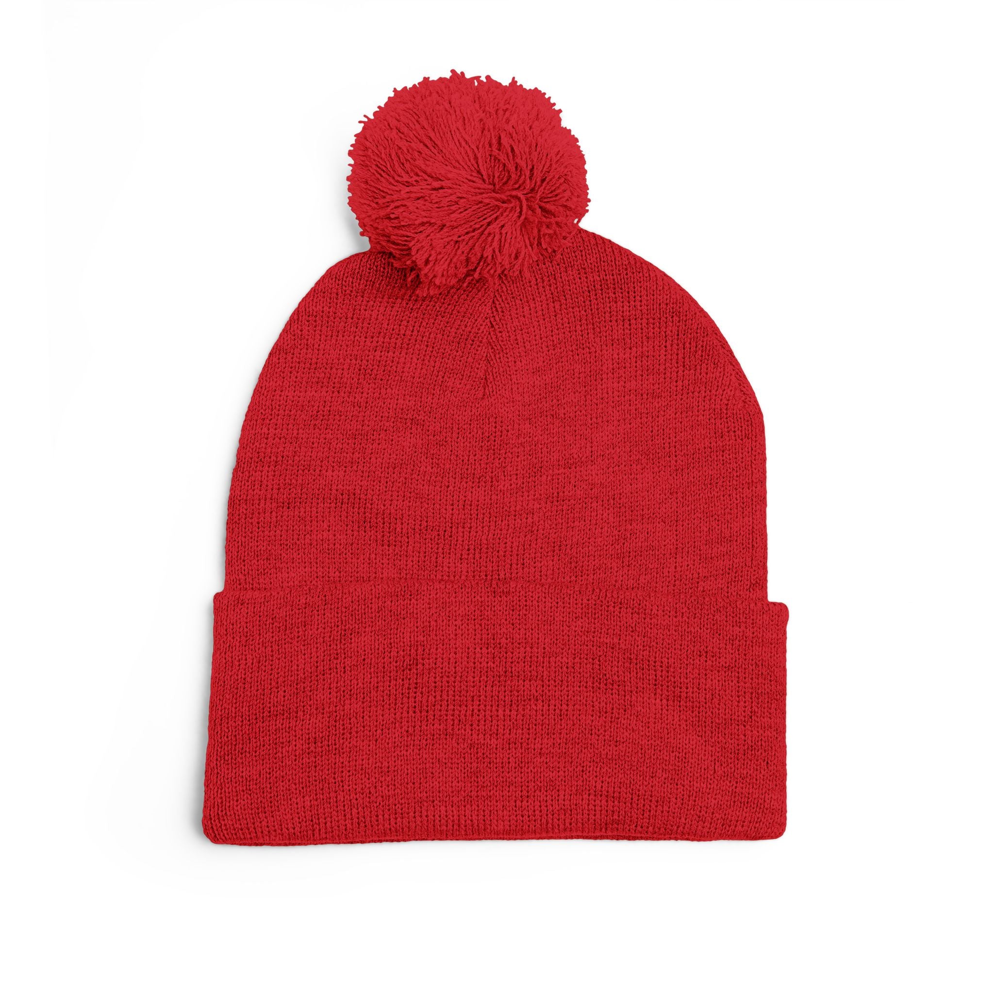 Pink Heart Embroidery Pom-Pom Knit Cap | Grey Beanie