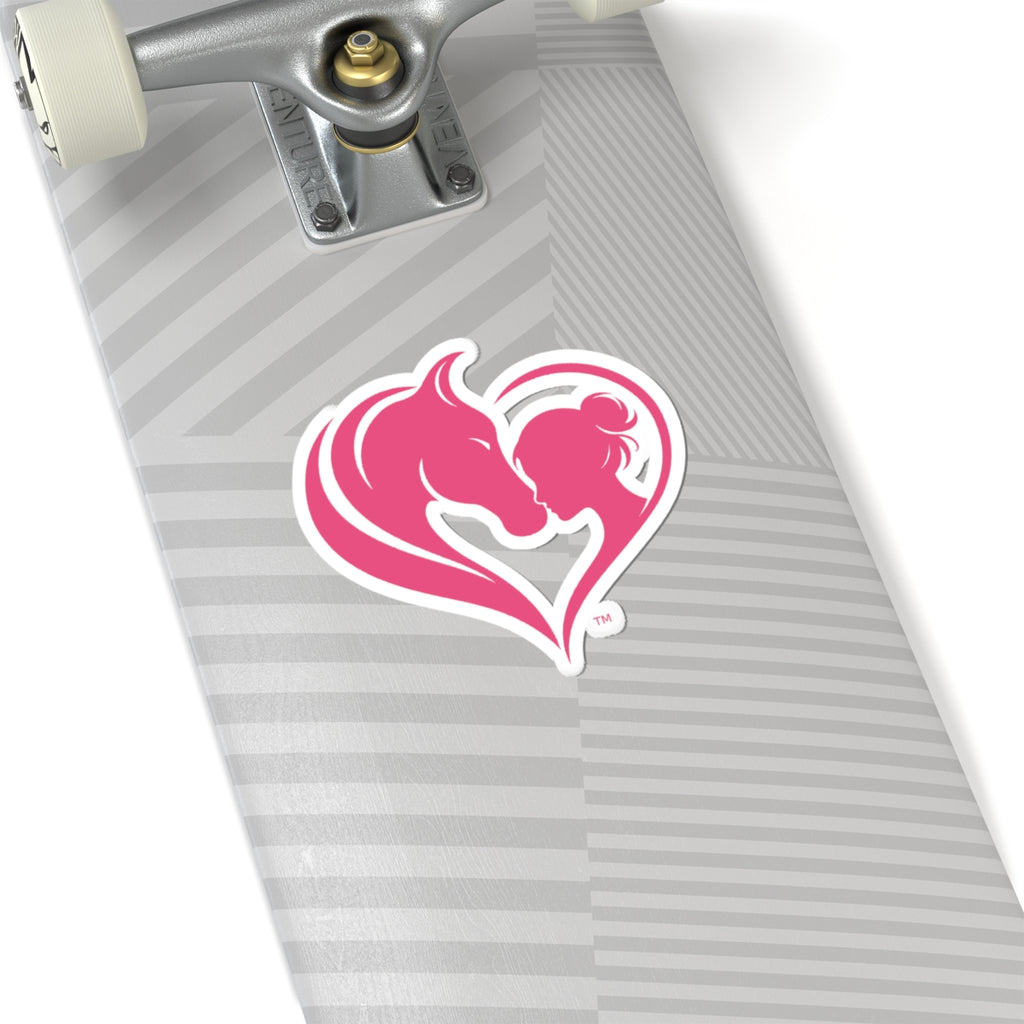 Horse Lover Heart Sticker  Pink Horse & Girl Kiss-Cut Decal Equestrian Gift HorseGirlsBrand