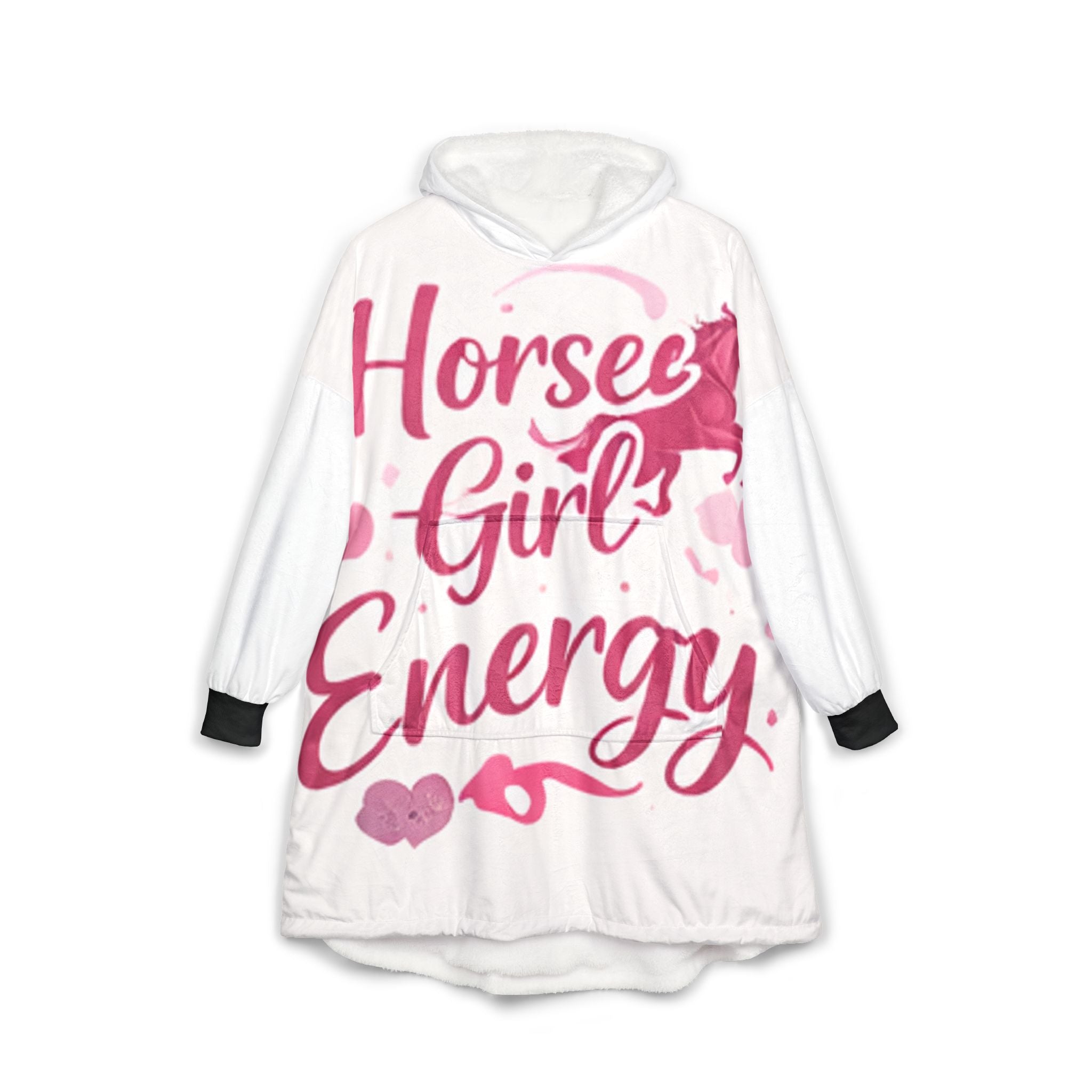 Horsee Girl Energy Equestrian Print Hooded Blanket | Oversized Horse Pattern, Kangaroo Pocket, HorseGirlsBrand