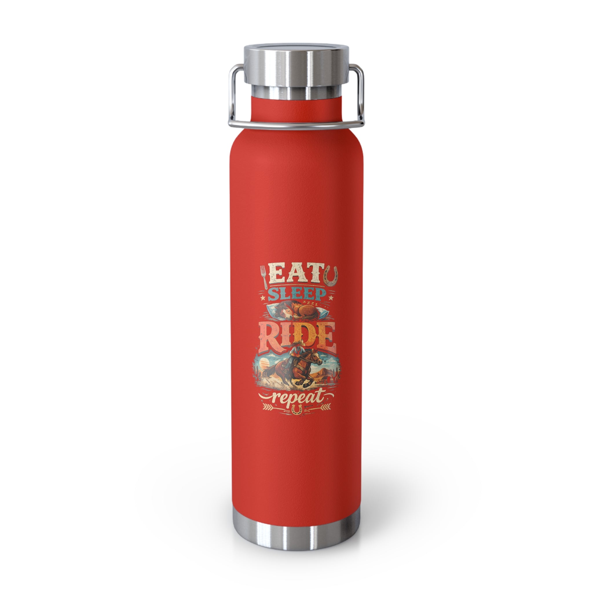 Eat Sleep Ride Repeat Copper Vacuum Insulated Bottle, 22oz | HorseGirlsBrand