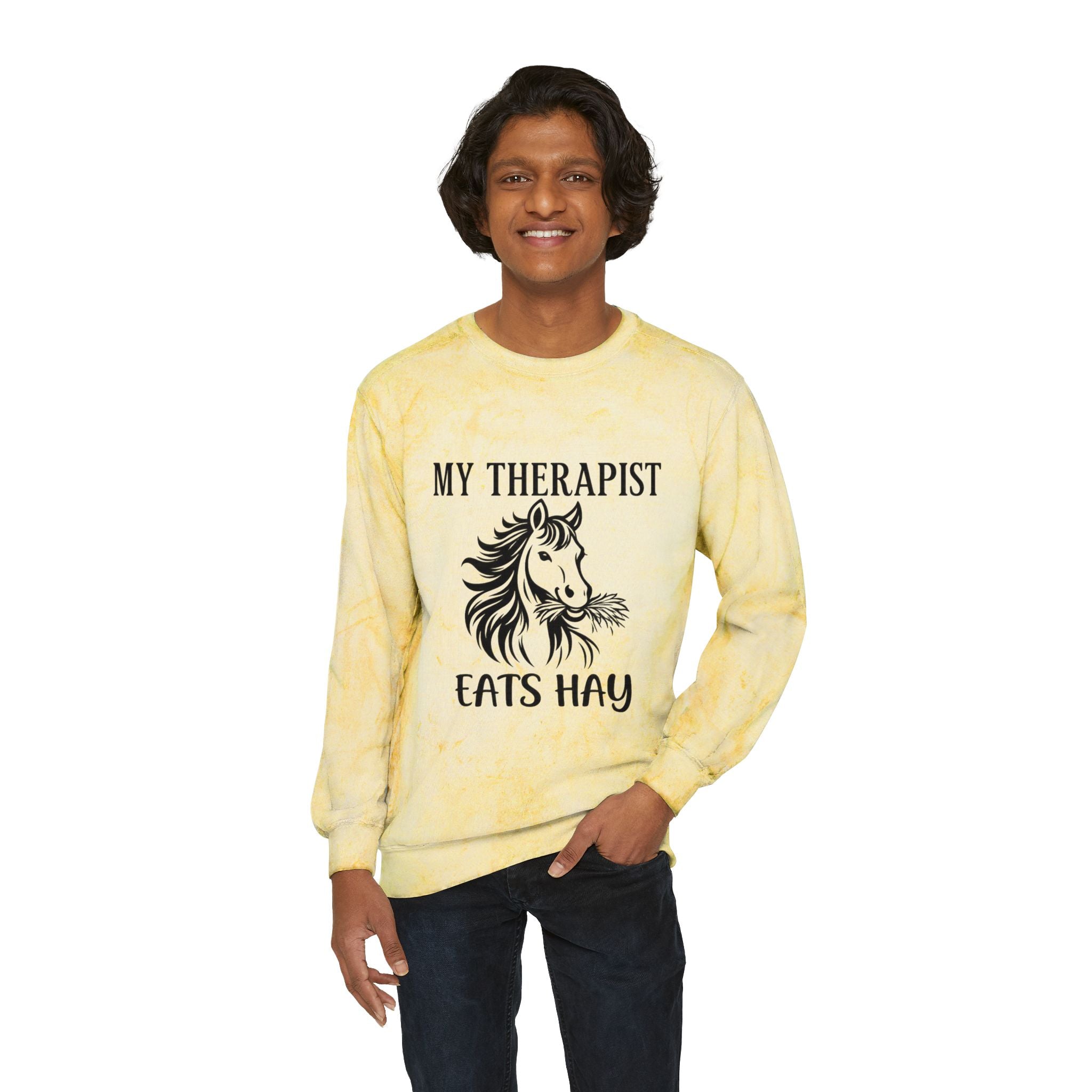My Therapist Eats Hay horse graphic Sweatshirt | tie dye crewneck