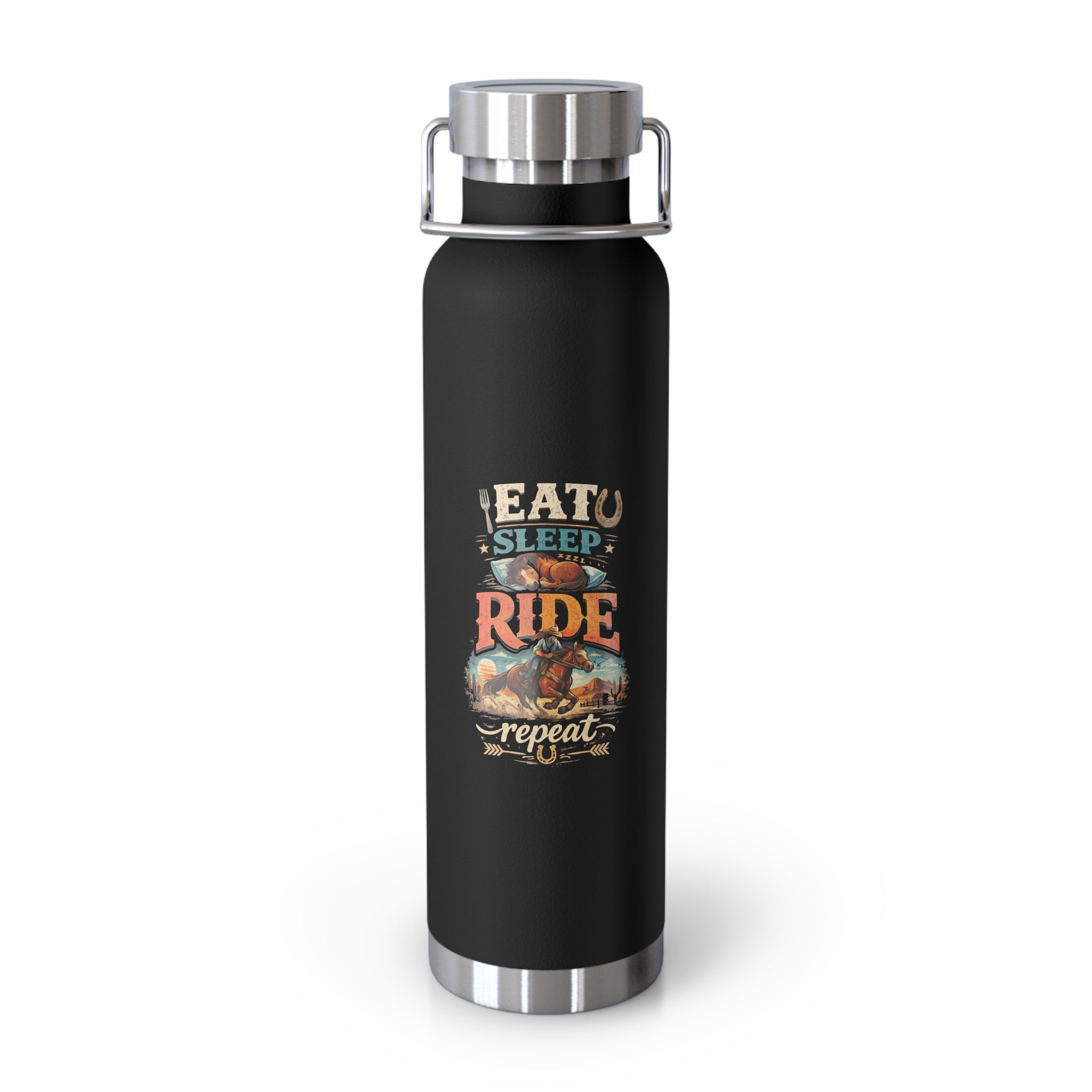 Eat Sleep Ride Repeat Copper Vacuum Insulated Bottle, 22oz | HorseGirlsBrand