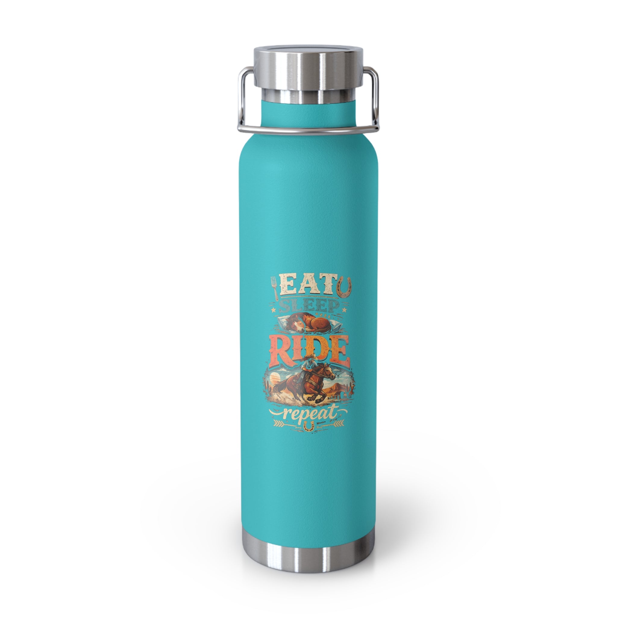 Eat Sleep Ride Repeat Copper Vacuum Insulated Bottle, 22oz | HorseGirlsBrand