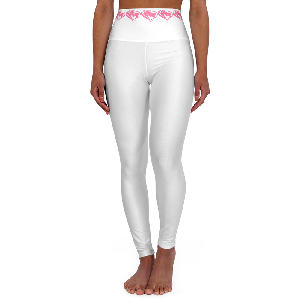 Pink Heart Watercolor Stripe High Waisted Yoga Leggings HorseGirlsBrand