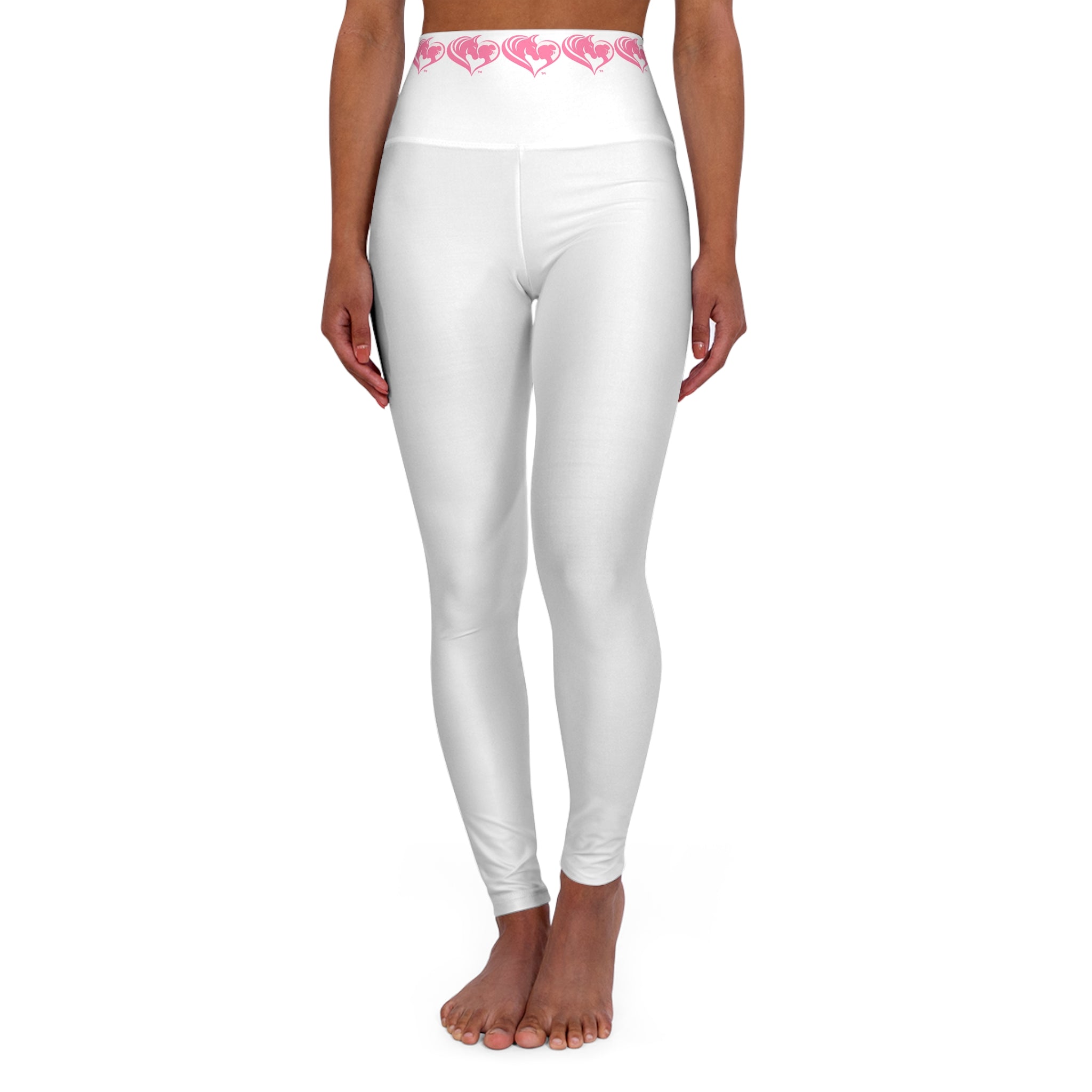 Pink Heart Watercolor Stripe High Waisted Yoga Leggings HorseGirlsBrand