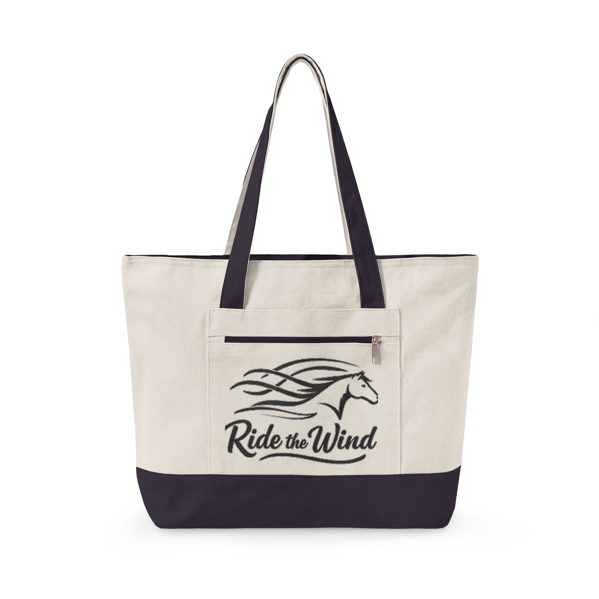 Ride the Wind Horse Zippered Canvas Tote | embroidered look, beach bag HorseGirlsBrand