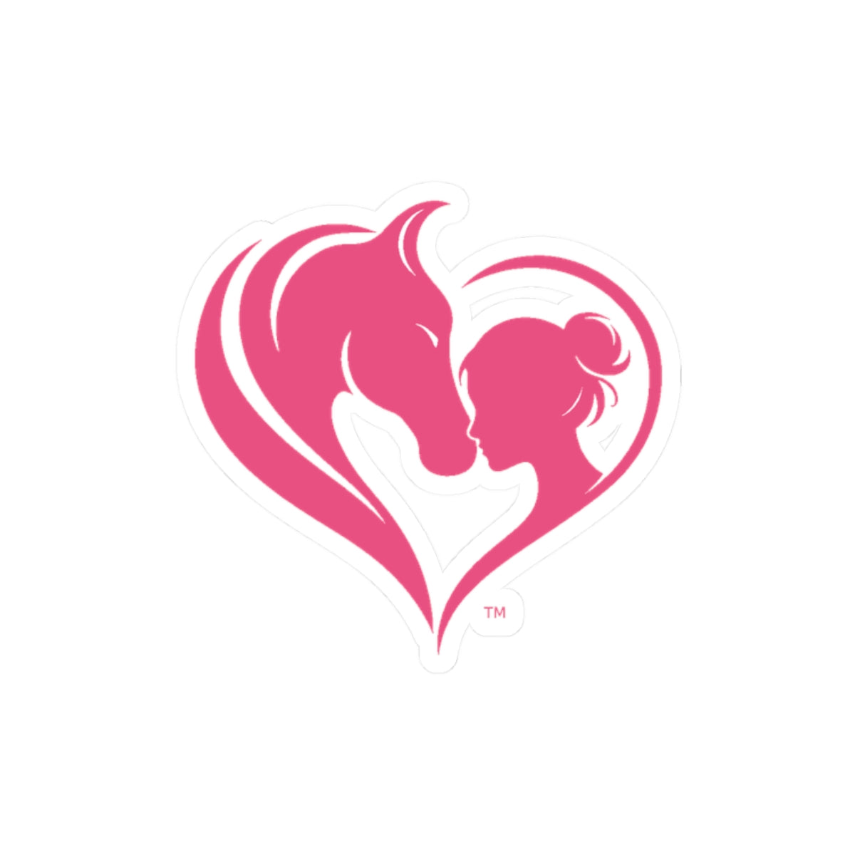 Horse Lover Heart Sticker  Pink Horse & Girl Kiss-Cut Decal Equestrian Gift HorseGirlsBrand