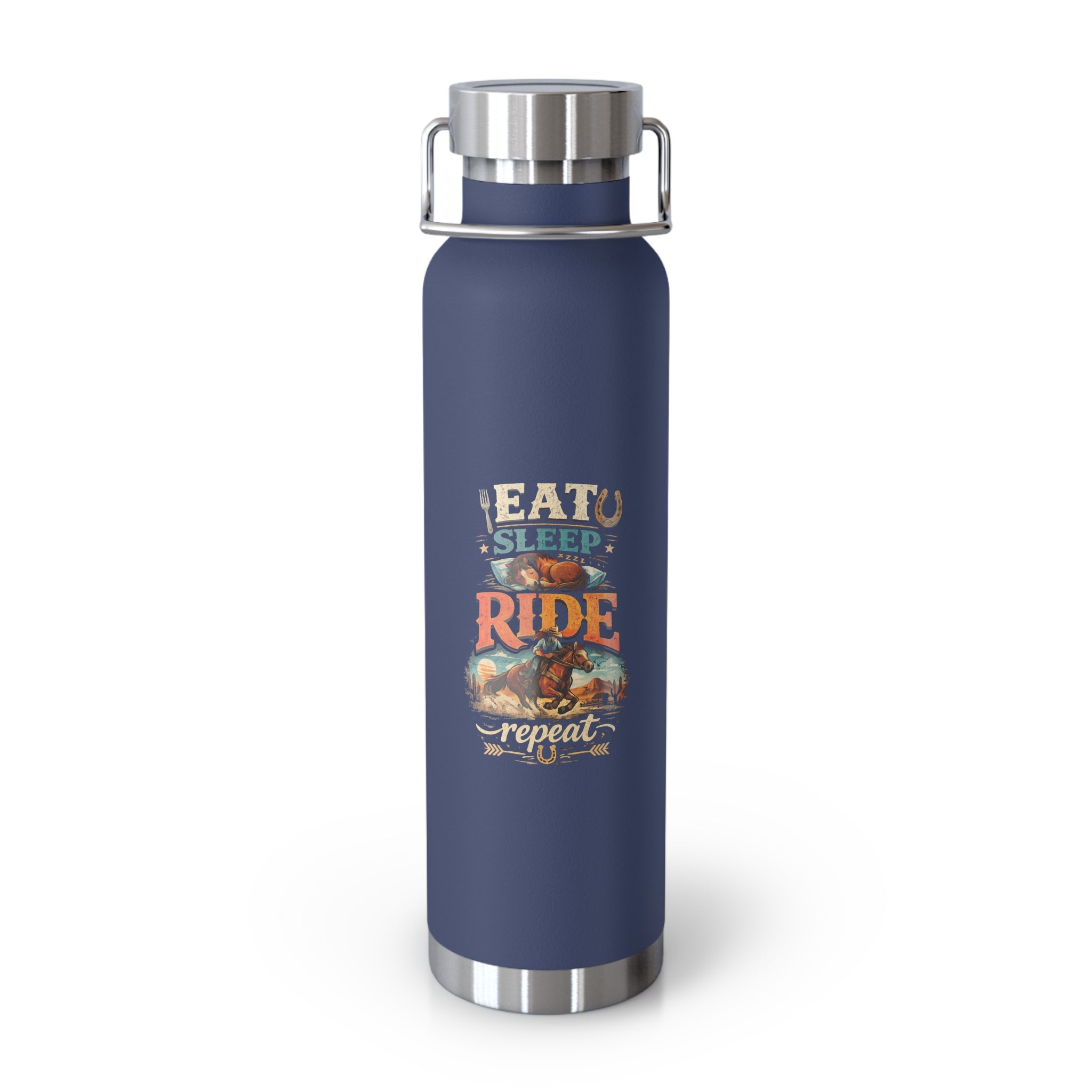 Eat Sleep Ride Repeat Copper Vacuum Insulated Bottle, 22oz | HorseGirlsBrand