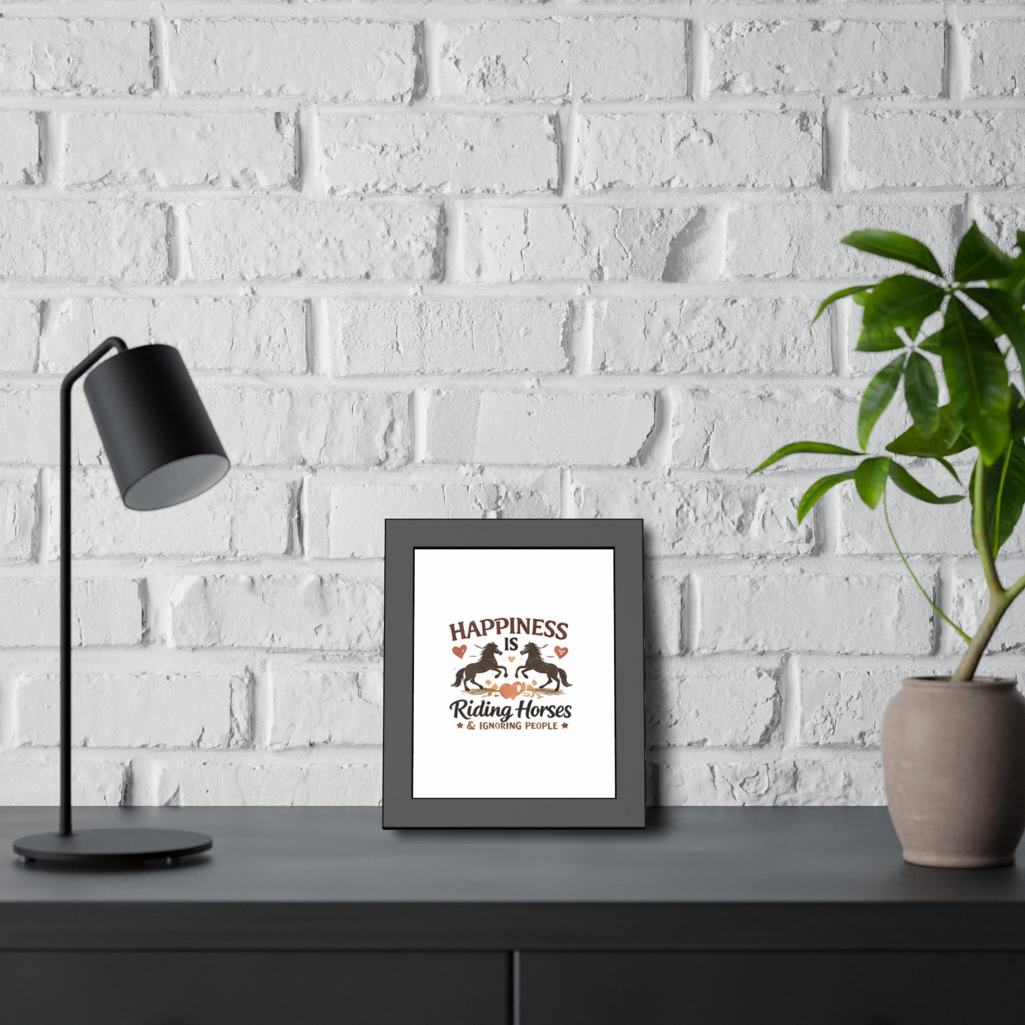 Happiness Is Riding Horses And Ignoring People Framed Poster | Barn Art HorseGirlsBrand