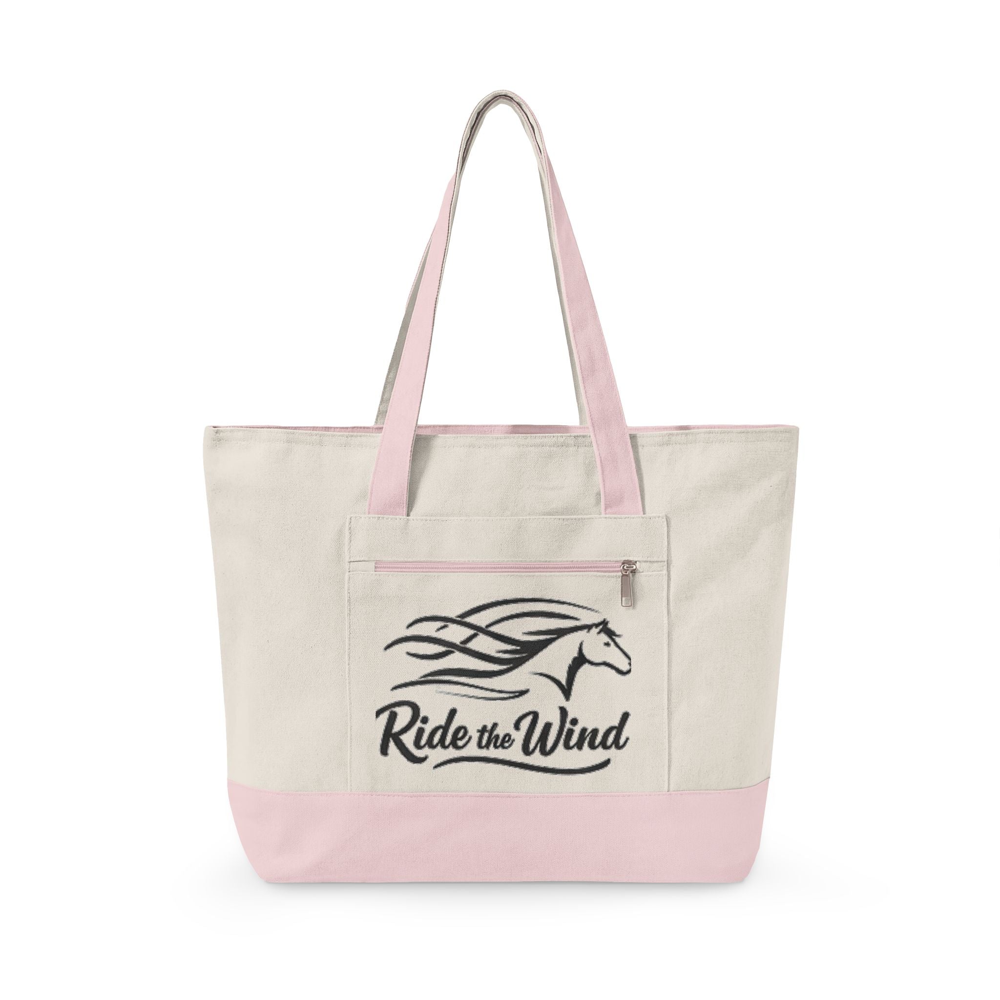 Ride the Wind Horse Zippered Canvas Tote | embroidered look, beach bag HorseGirlsBrand