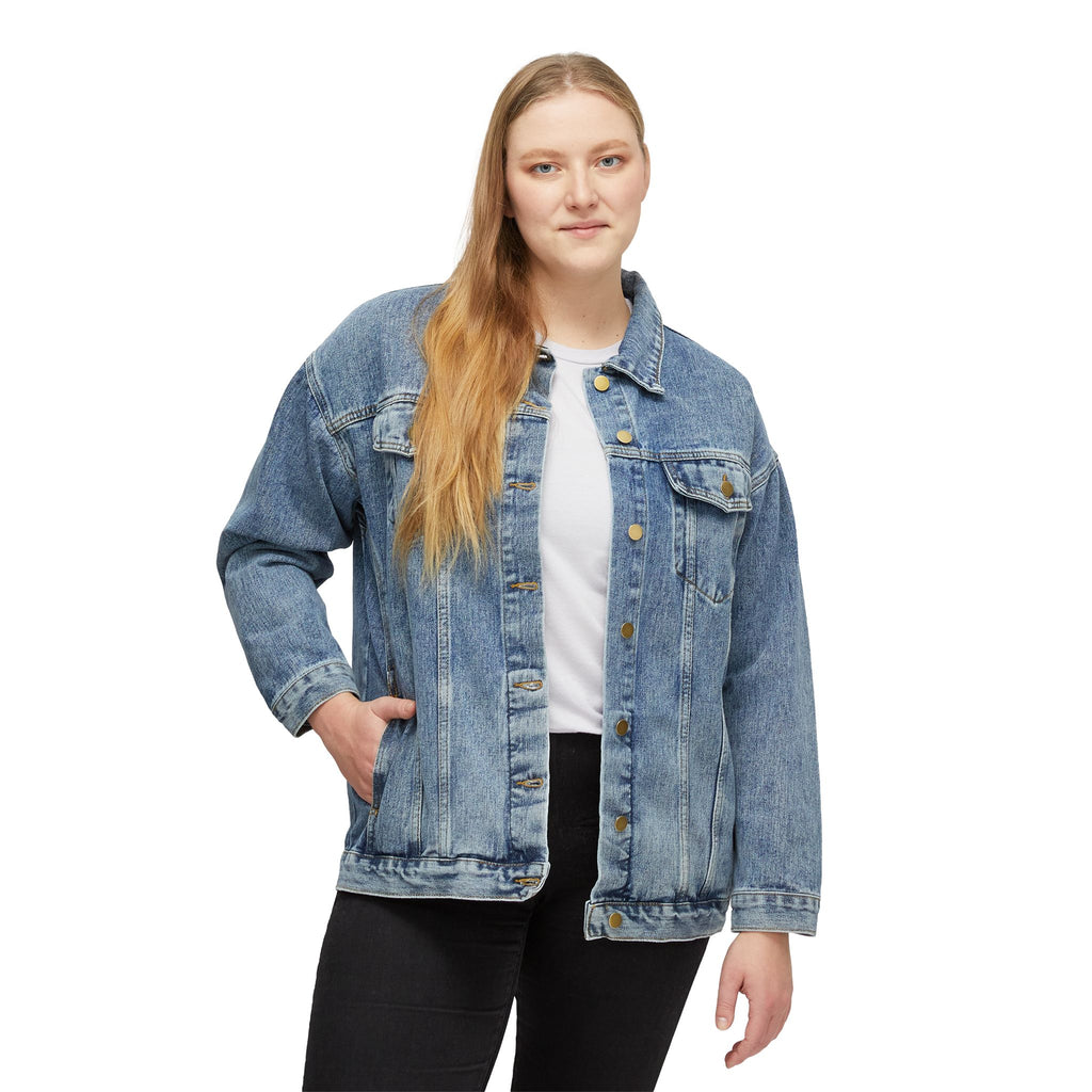 Horse and Girl Heart design Denim Jacket | Equestrian silhouette, pink back print HorseGirlsBrand
