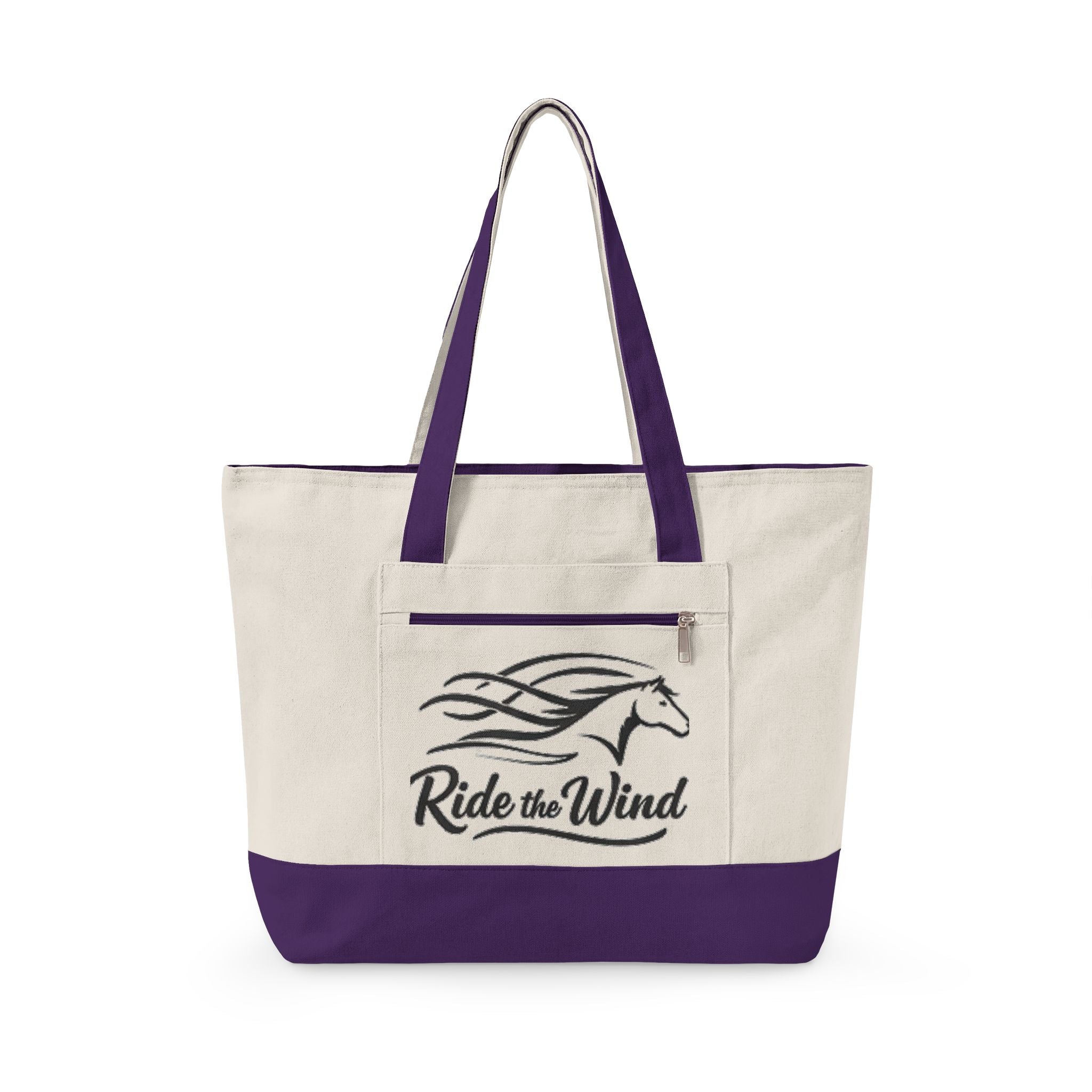 Ride the Wind Horse Zippered Canvas Tote | embroidered look, beach bag HorseGirlsBrand