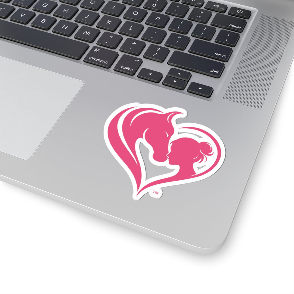 Horse Lover Heart Sticker  Pink Horse & Girl Kiss-Cut Decal Equestrian Gift HorseGirlsBrand
