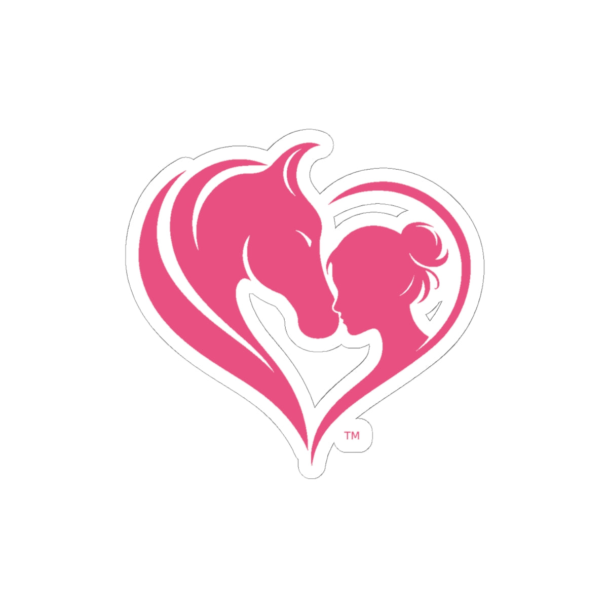 Horse Lover Heart Sticker  Pink Horse & Girl Kiss-Cut Decal Equestrian Gift HorseGirlsBrand