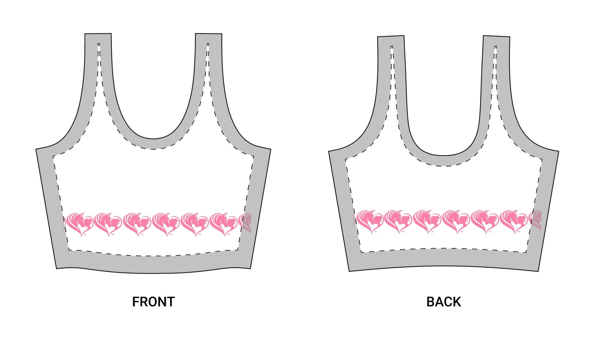 Pink Horse Heart Sports Bra | All-Over Print HorseGirlsBrand