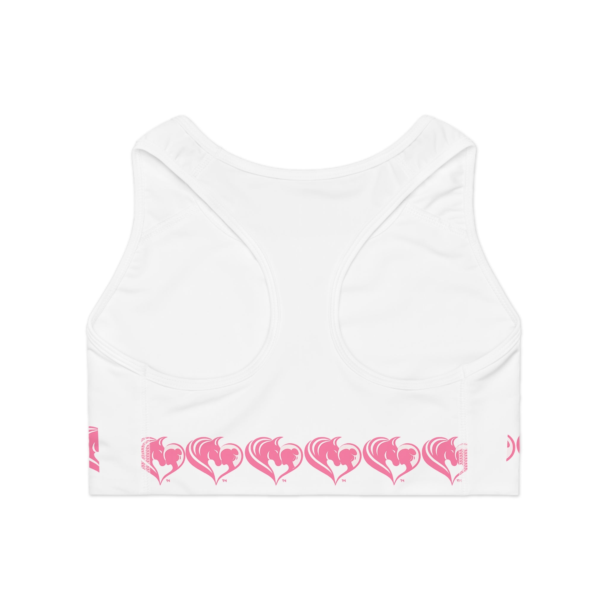 Pink Heart Logo Border Sports Bra | HorseGirlsBrand