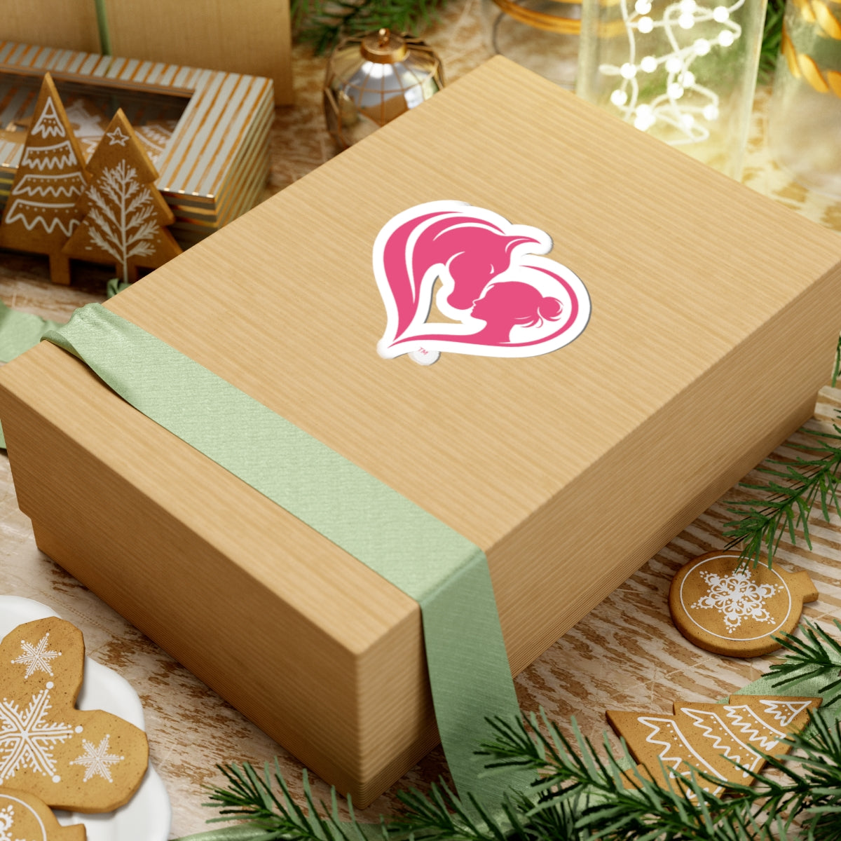 Horse Lover Heart Sticker  Pink Horse & Girl Kiss-Cut Decal Equestrian Gift HorseGirlsBrand