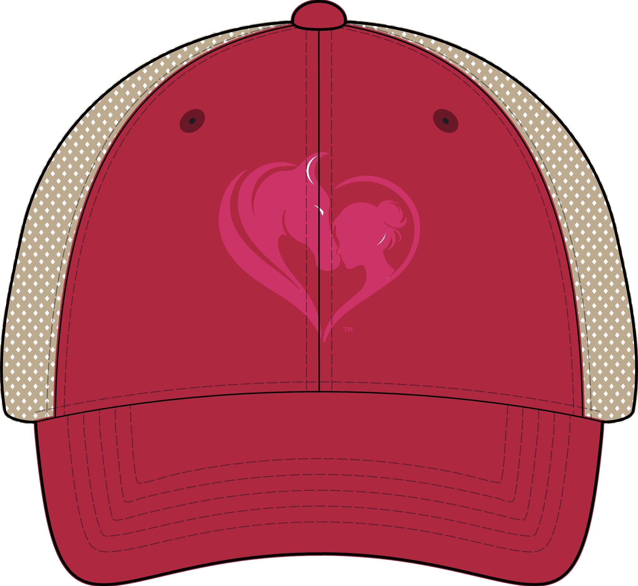 Women's Washed Mesh-Back Cap, Pink Horse and Girl Heart, HorseGirlsBrand