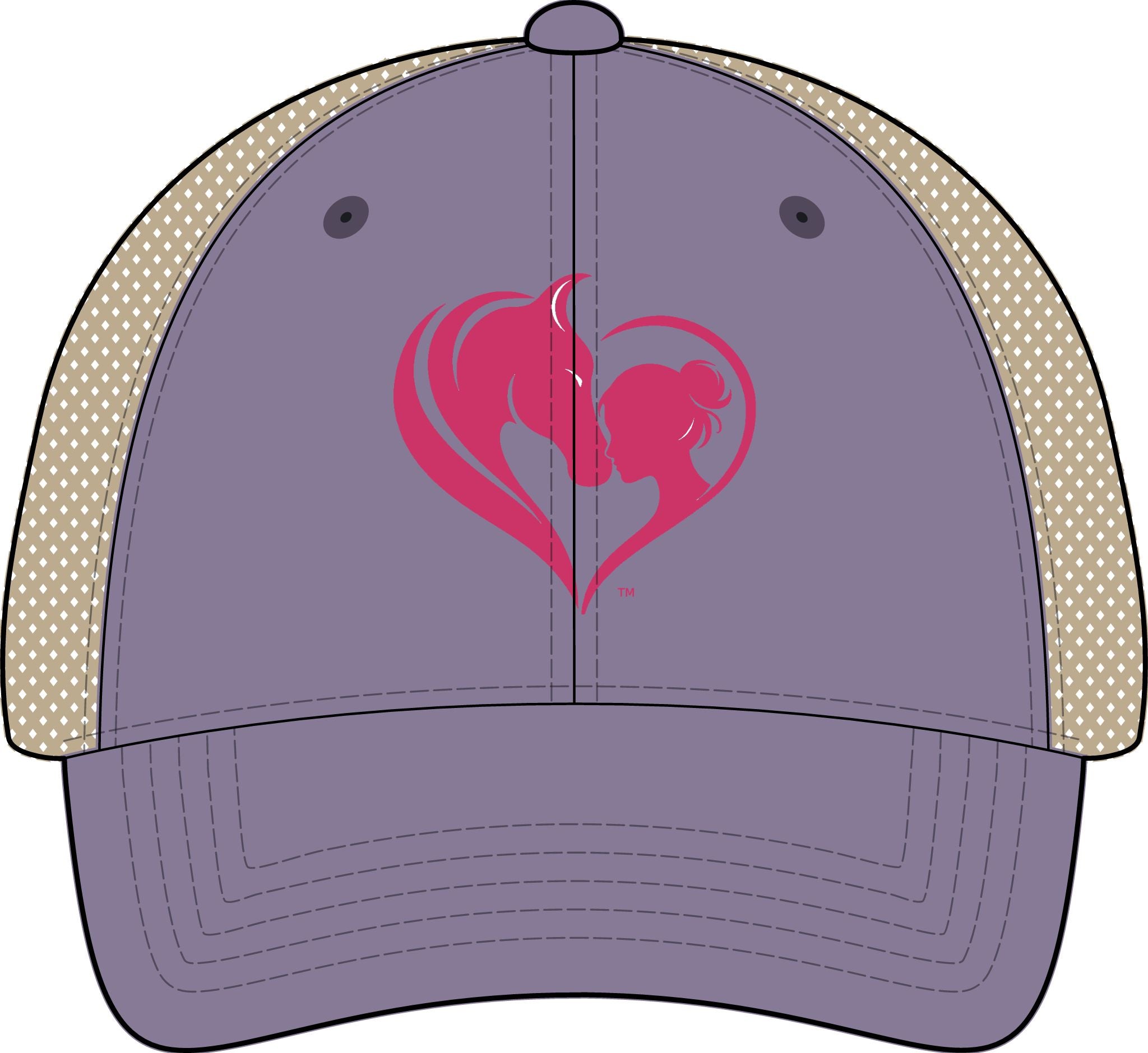 Women's Washed Mesh-Back Cap, Pink Horse and Girl Heart, HorseGirlsBrand