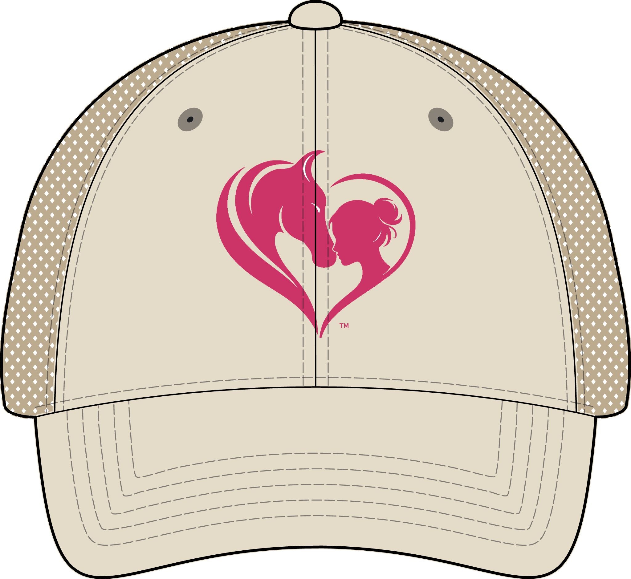 Women's Washed Mesh-Back Cap, Pink Horse and Girl Heart, HorseGirlsBrand