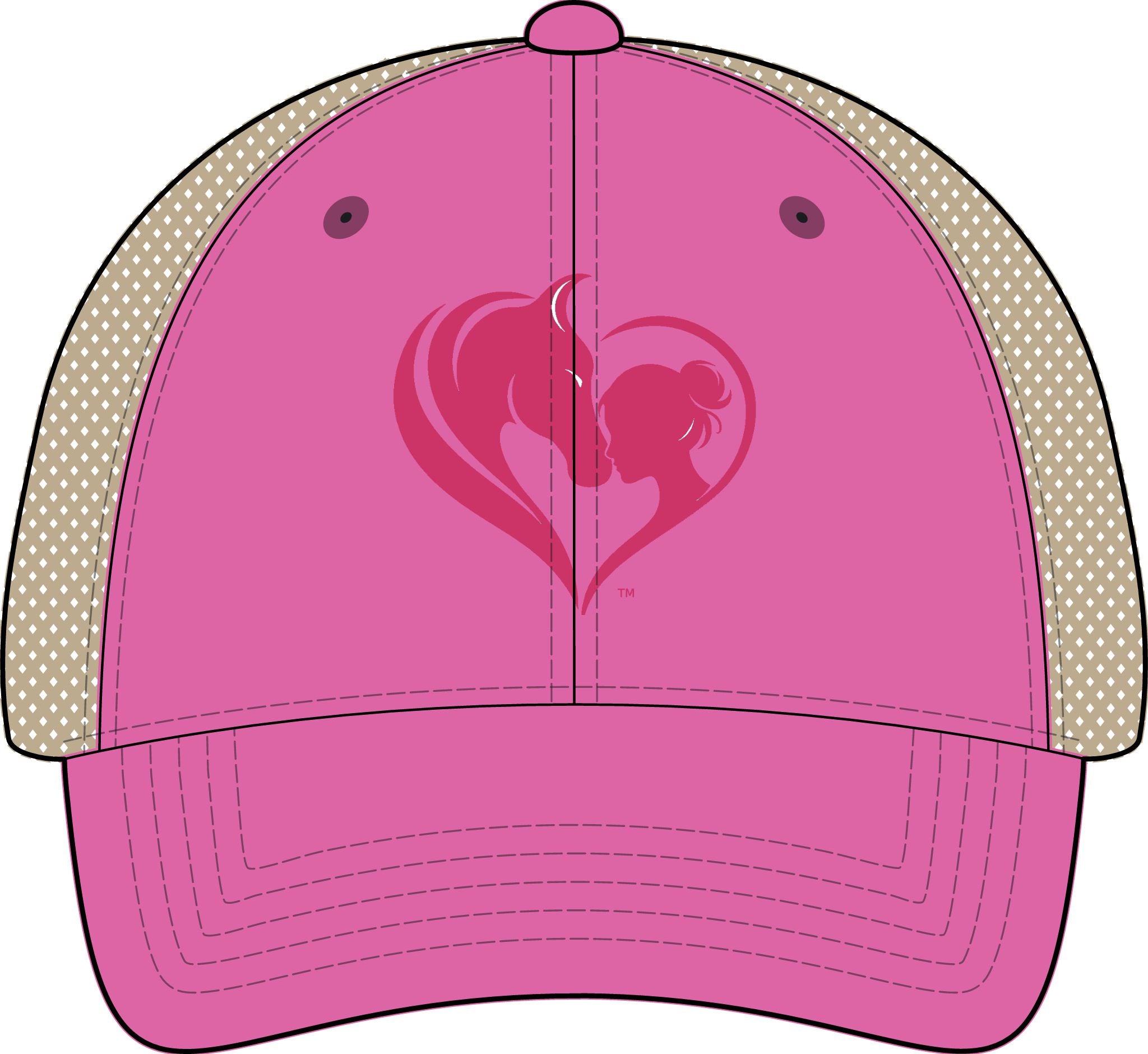 Women's Washed Mesh-Back Cap, Pink Horse and Girl Heart, HorseGirlsBrand