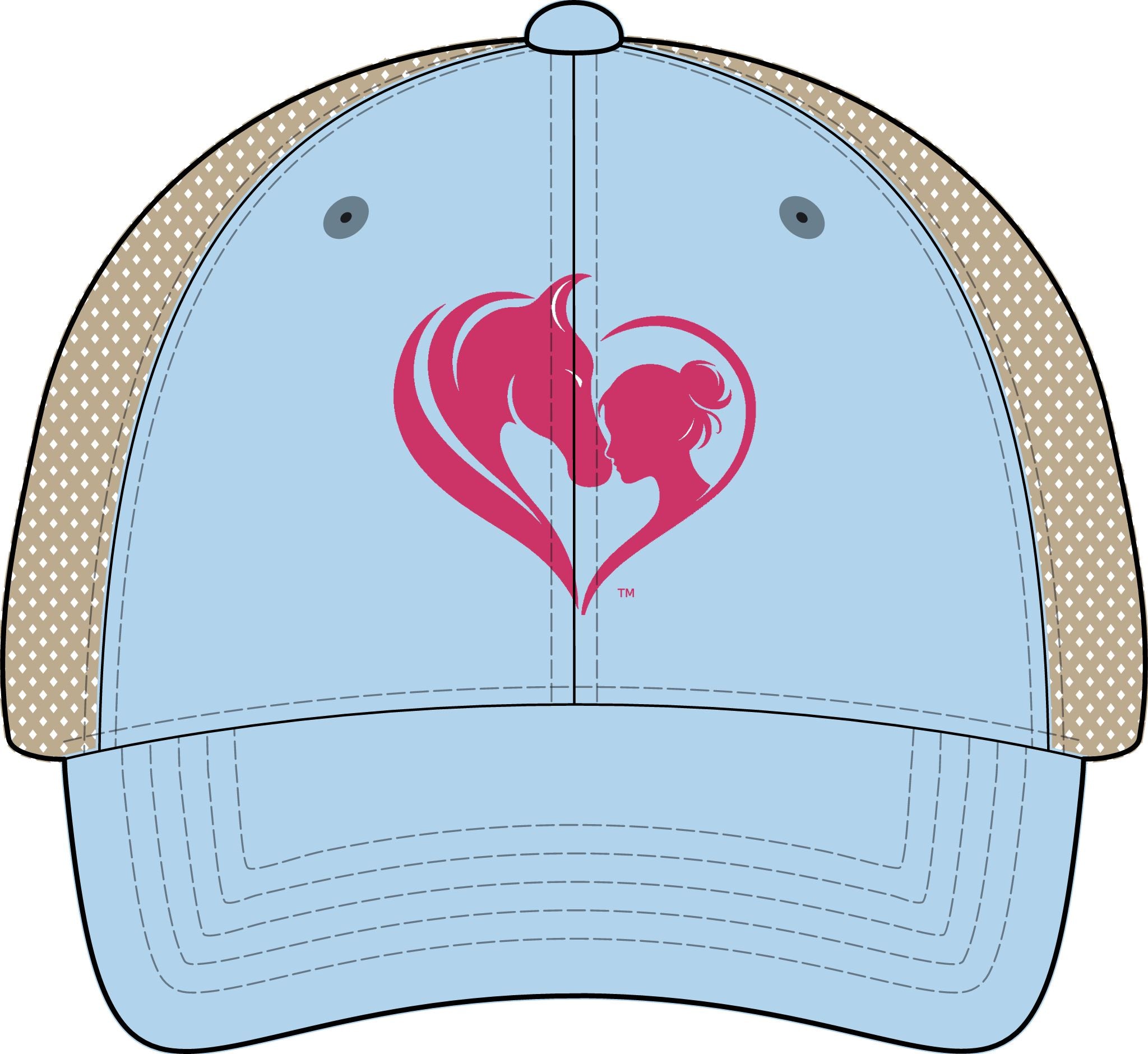 Women's Washed Mesh-Back Cap, Pink Horse and Girl Heart, HorseGirlsBrand