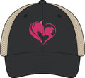 Women's Washed Mesh-Back Cap, Pink Horse and Girl Heart, HorseGirlsBrand