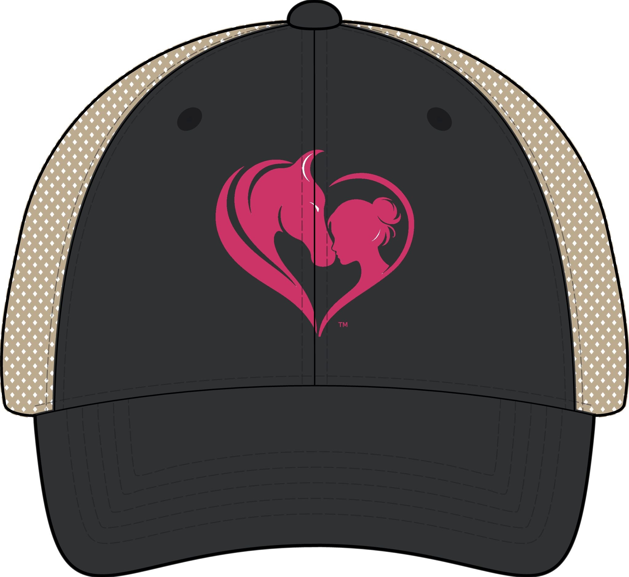 Women's Washed Mesh-Back Cap, Pink Horse and Girl Heart, HorseGirlsBrand