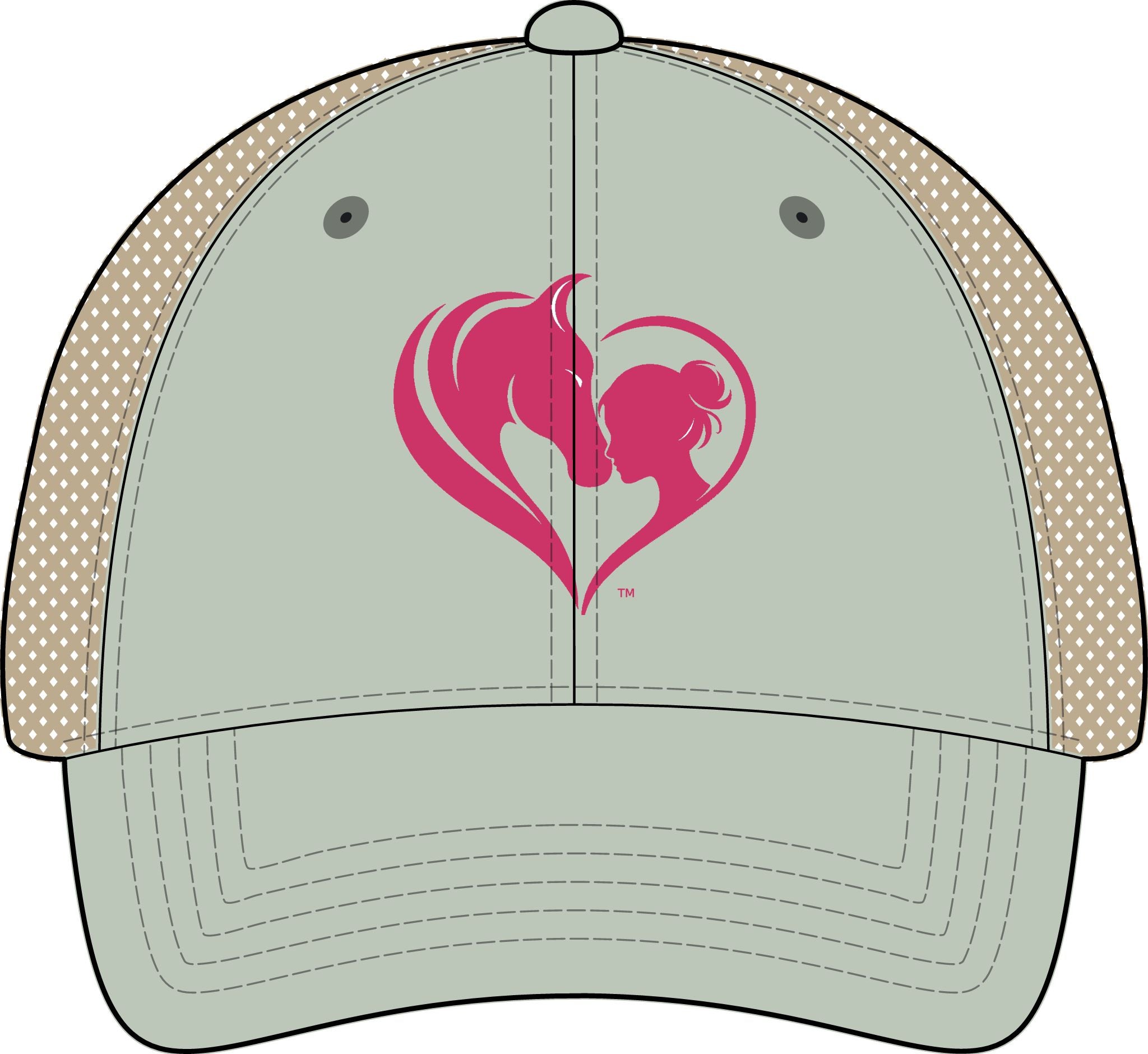 Women's Washed Mesh-Back Cap, Pink Horse and Girl Heart, HorseGirlsBrand