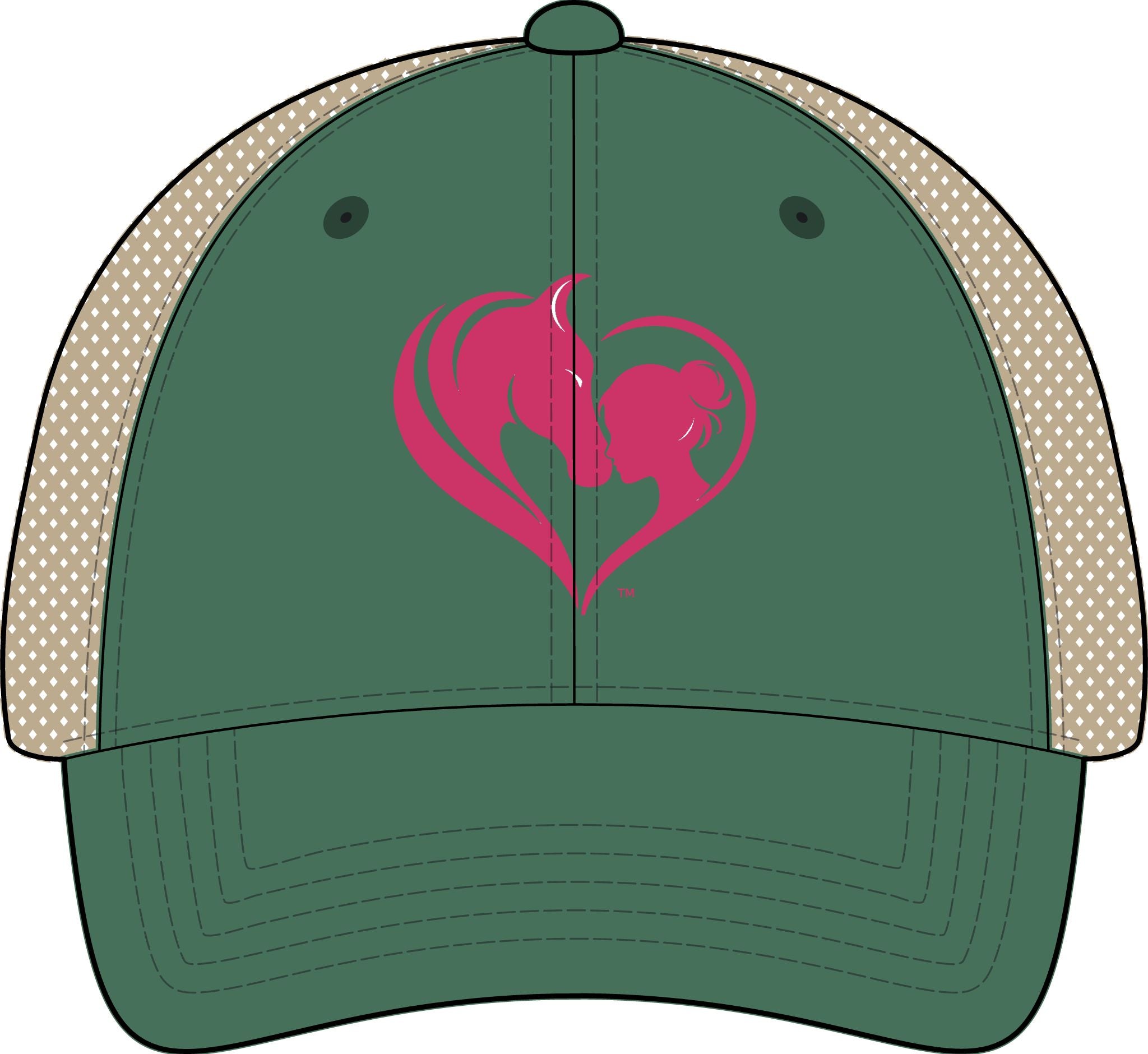 Women's Washed Mesh-Back Cap, Pink Horse and Girl Heart, HorseGirlsBrand