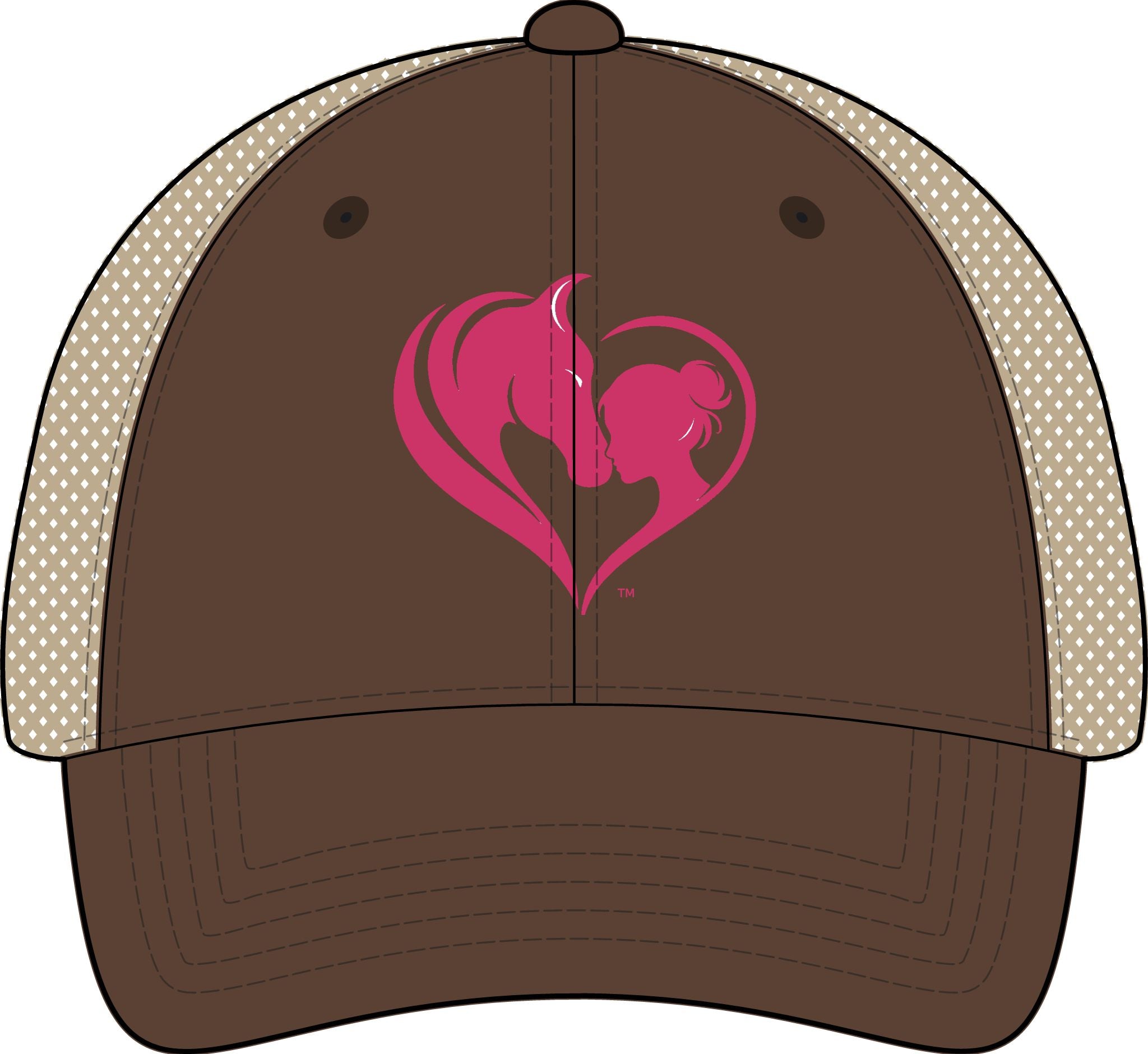 Women's Washed Mesh-Back Cap, Pink Horse and Girl Heart, HorseGirlsBrand