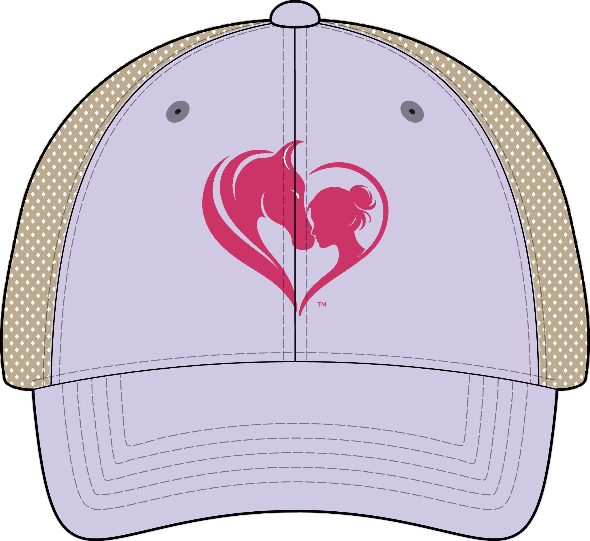 Women's Washed Mesh-Back Cap, Pink Horse and Girl Heart, HorseGirlsBrand