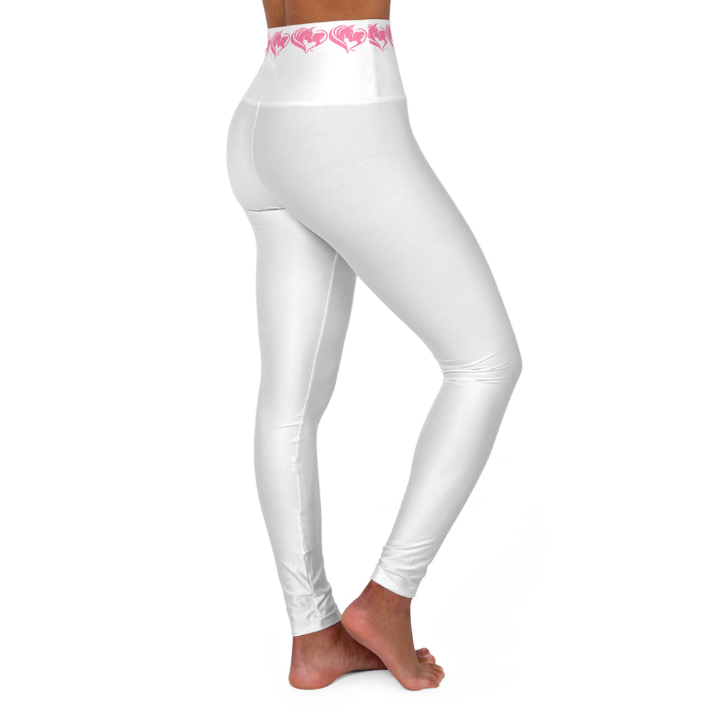 Pink Heart Watercolor Stripe High Waisted Yoga Leggings HorseGirlsBrand