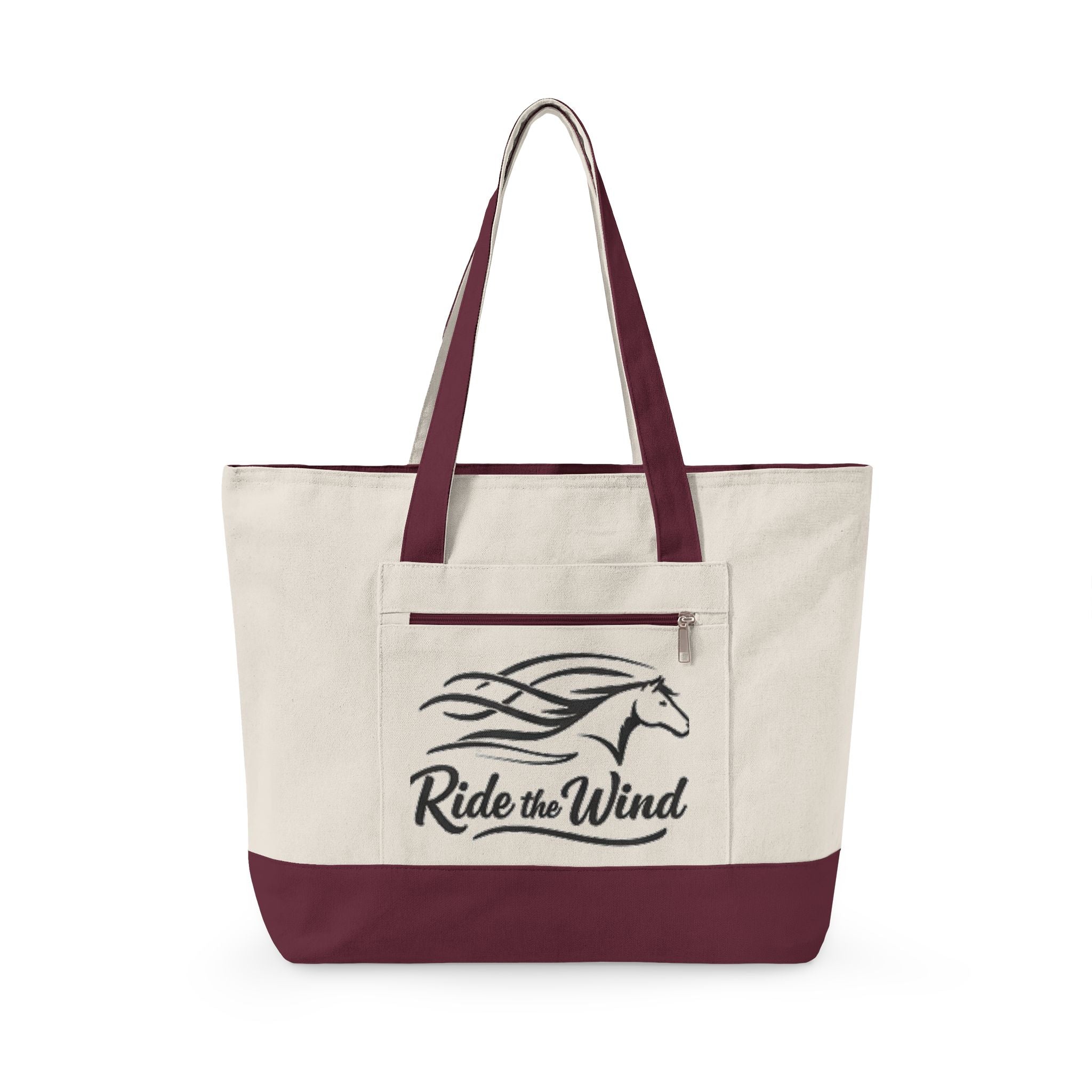 Ride the Wind Horse Zippered Canvas Tote | embroidered look, beach bag HorseGirlsBrand