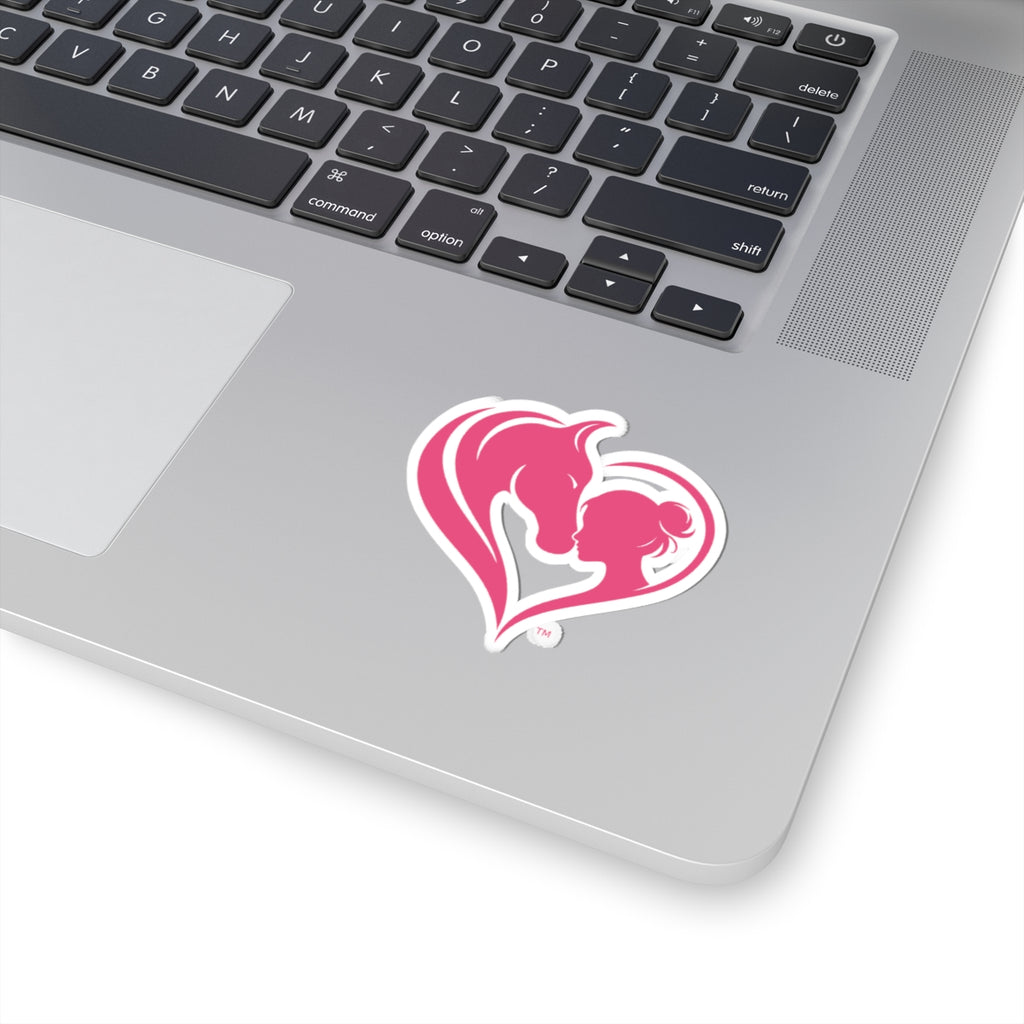 Horse Lover Heart Sticker  Pink Horse & Girl Kiss-Cut Decal Equestrian Gift HorseGirlsBrand